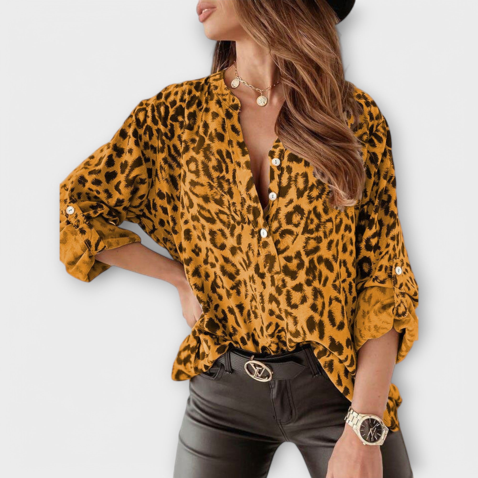 Trendy Bluse mit Leopardenmuster