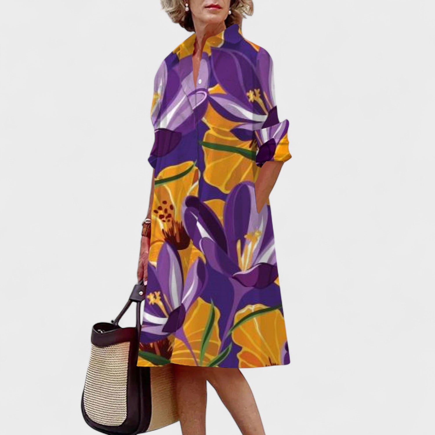 Zinnia – Lebhaftes Blumendruck Hemdkleid