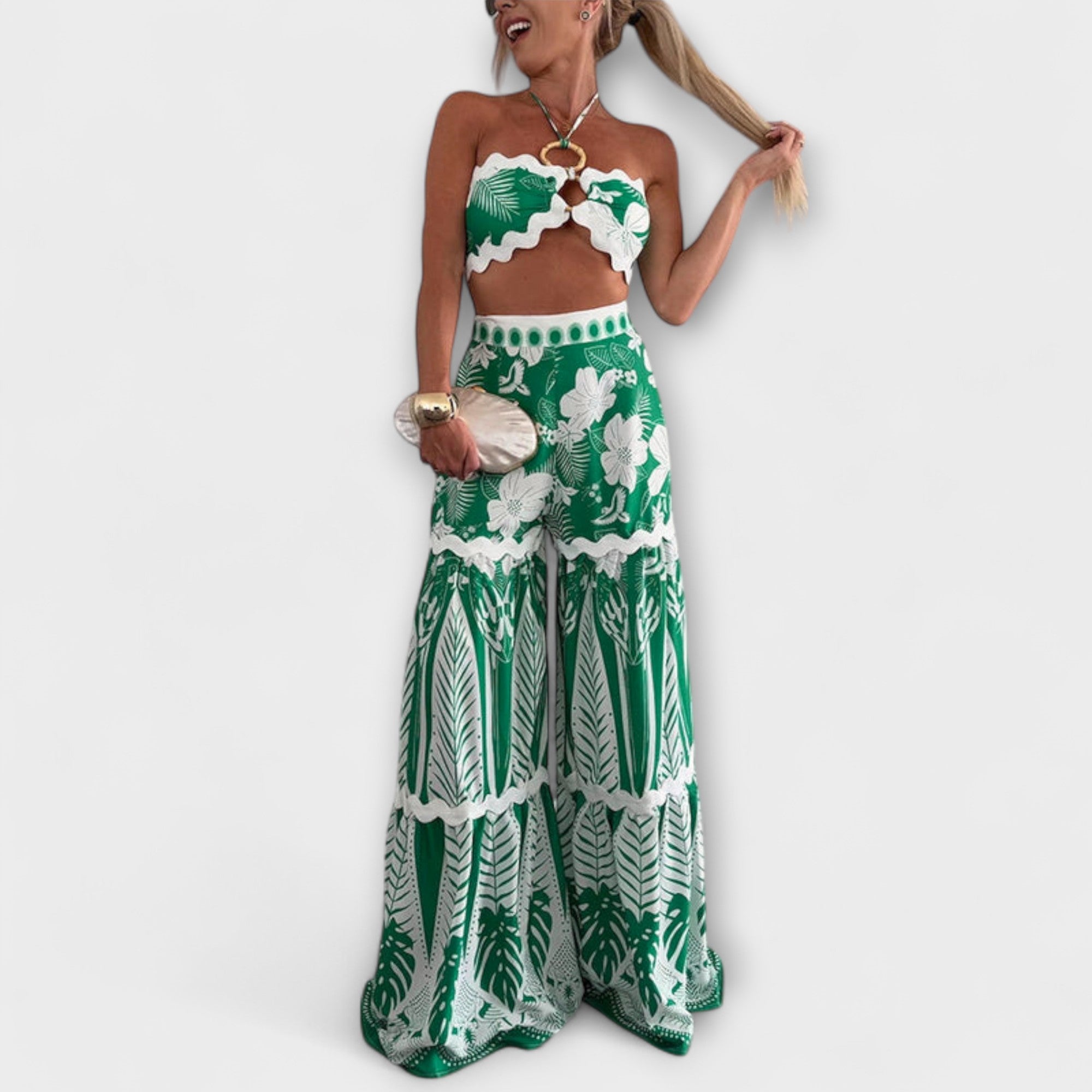 Zella - Cassie Ric Rac Trim Halter Ring Set Nora Zurich