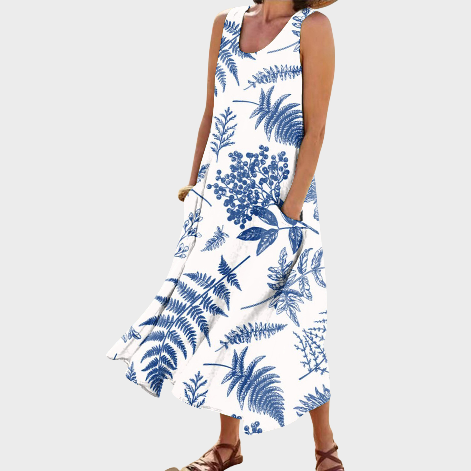 Nora – Elegantes botanisches Druck-Sommerkleid