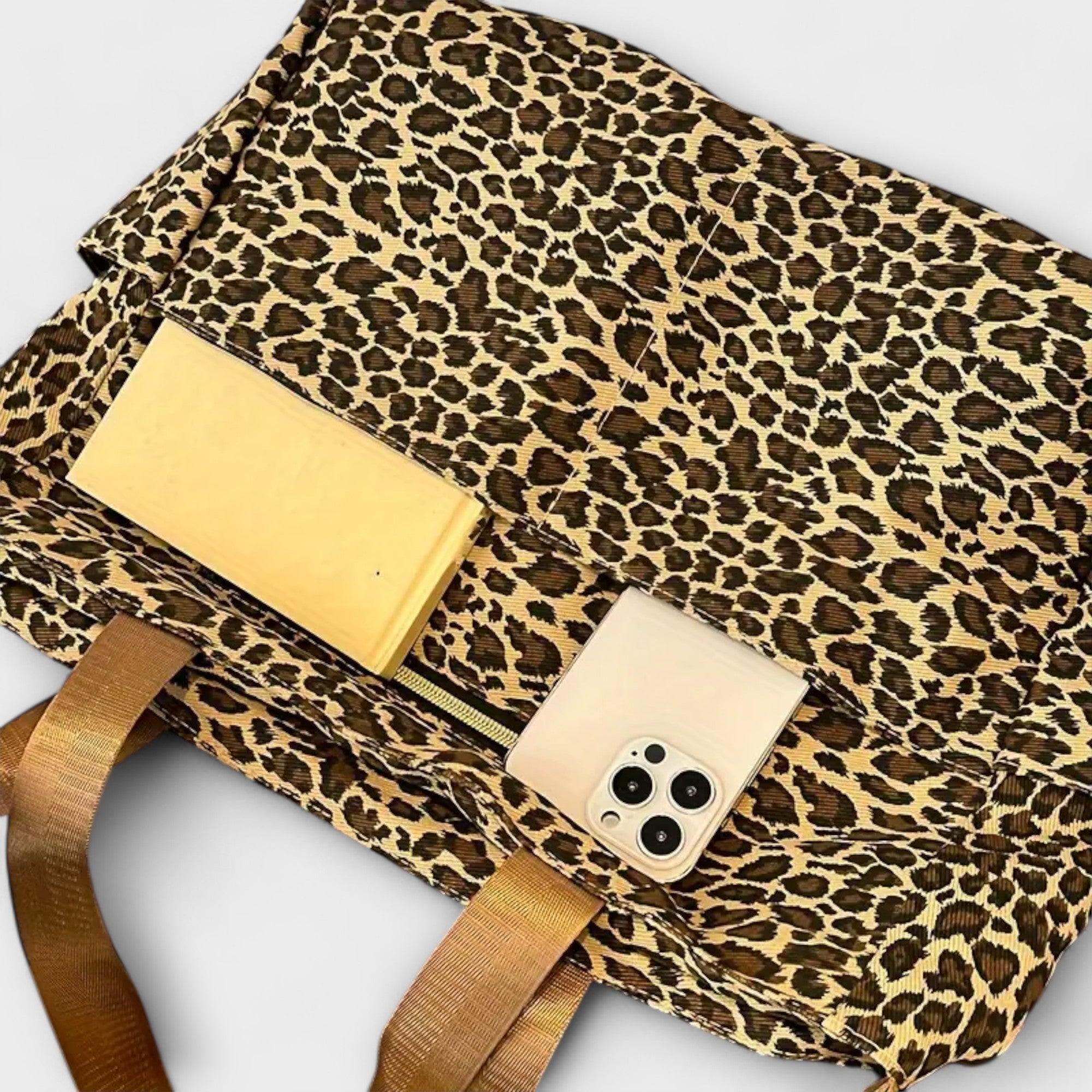 Nora. - Leopardmuster Canvas Umhängetasche