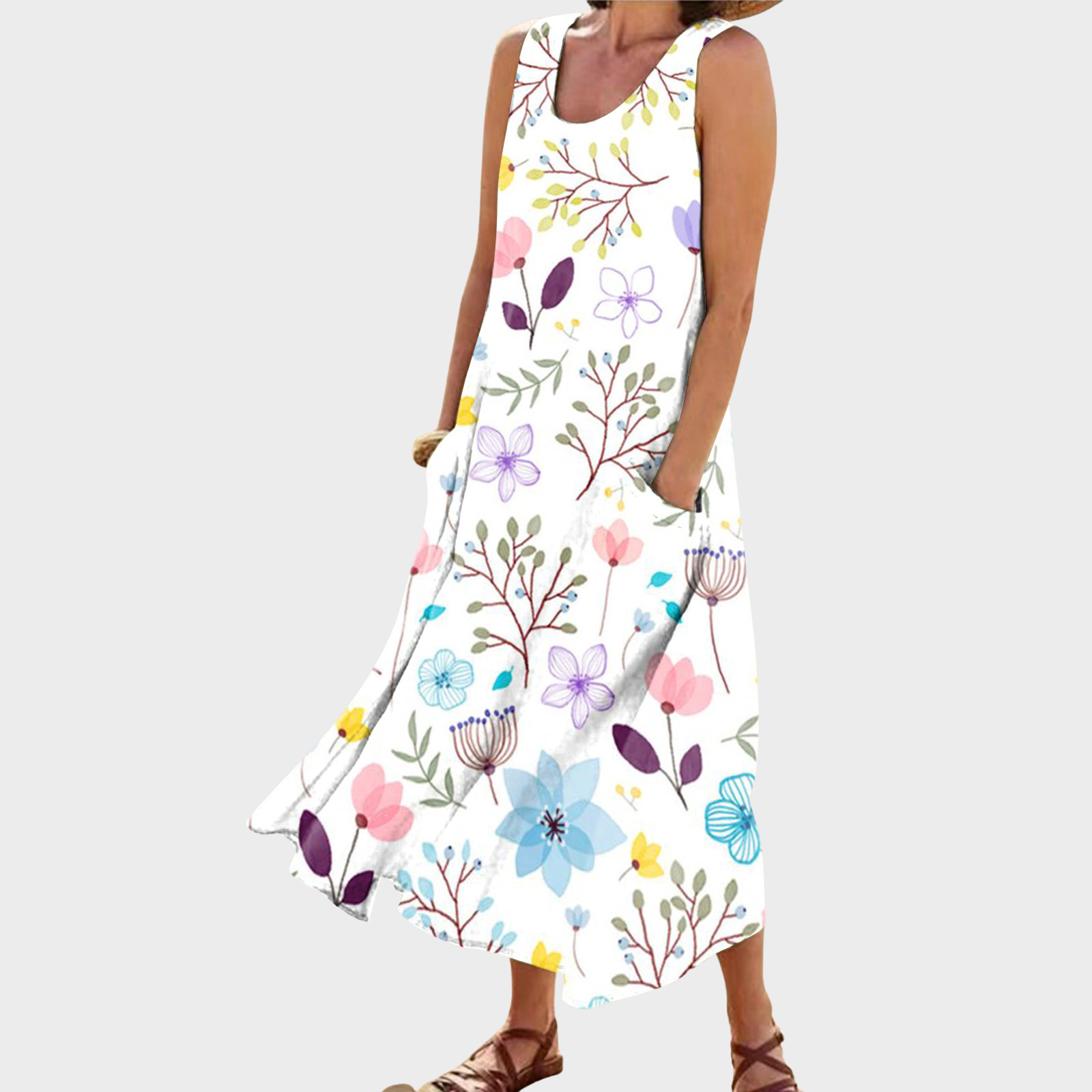 Lila – Verspieltes Blumendruck Sommerkleid