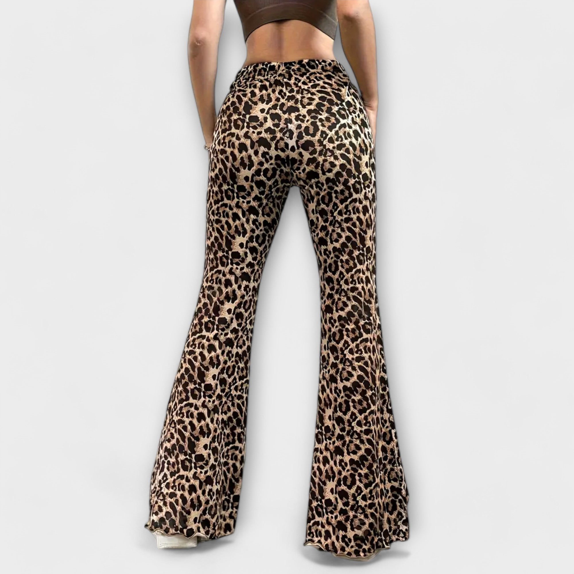Leopardmuster Bootcut-Hose