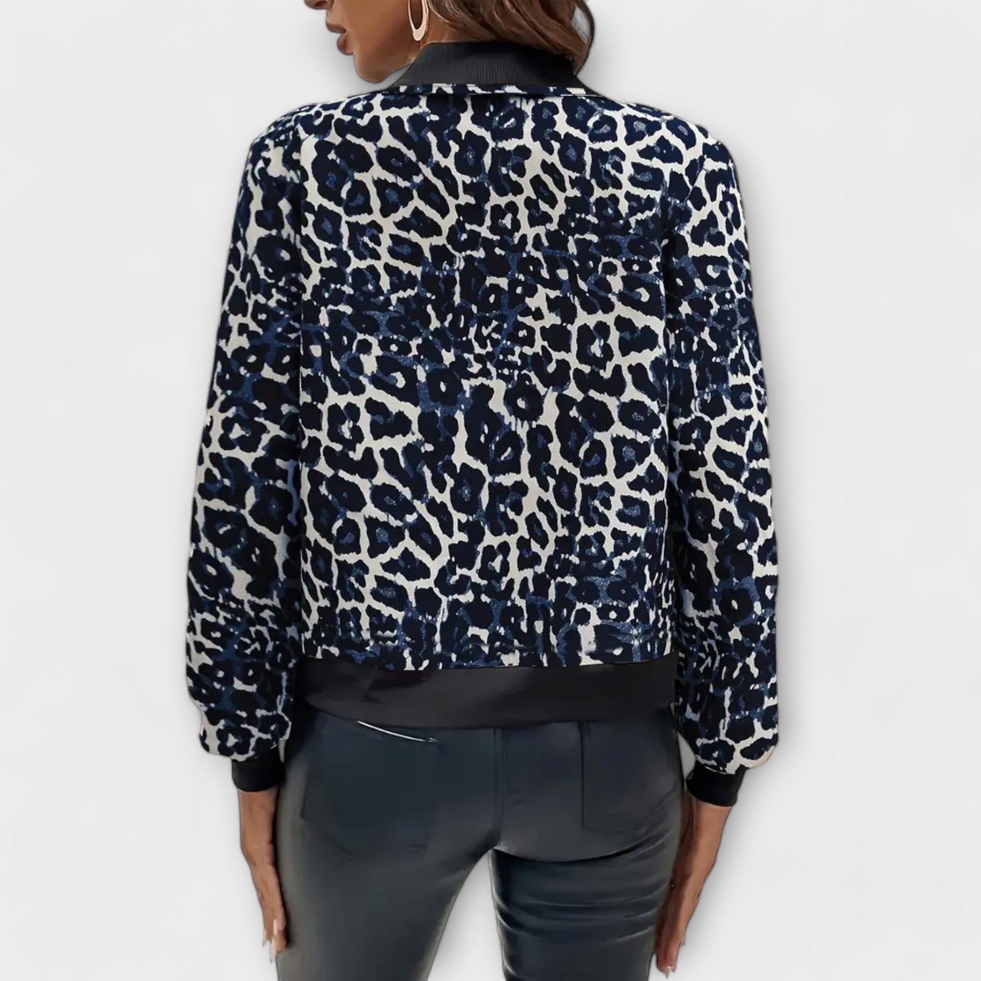 Leopardenmuster-Jacke mit Reißverschluss