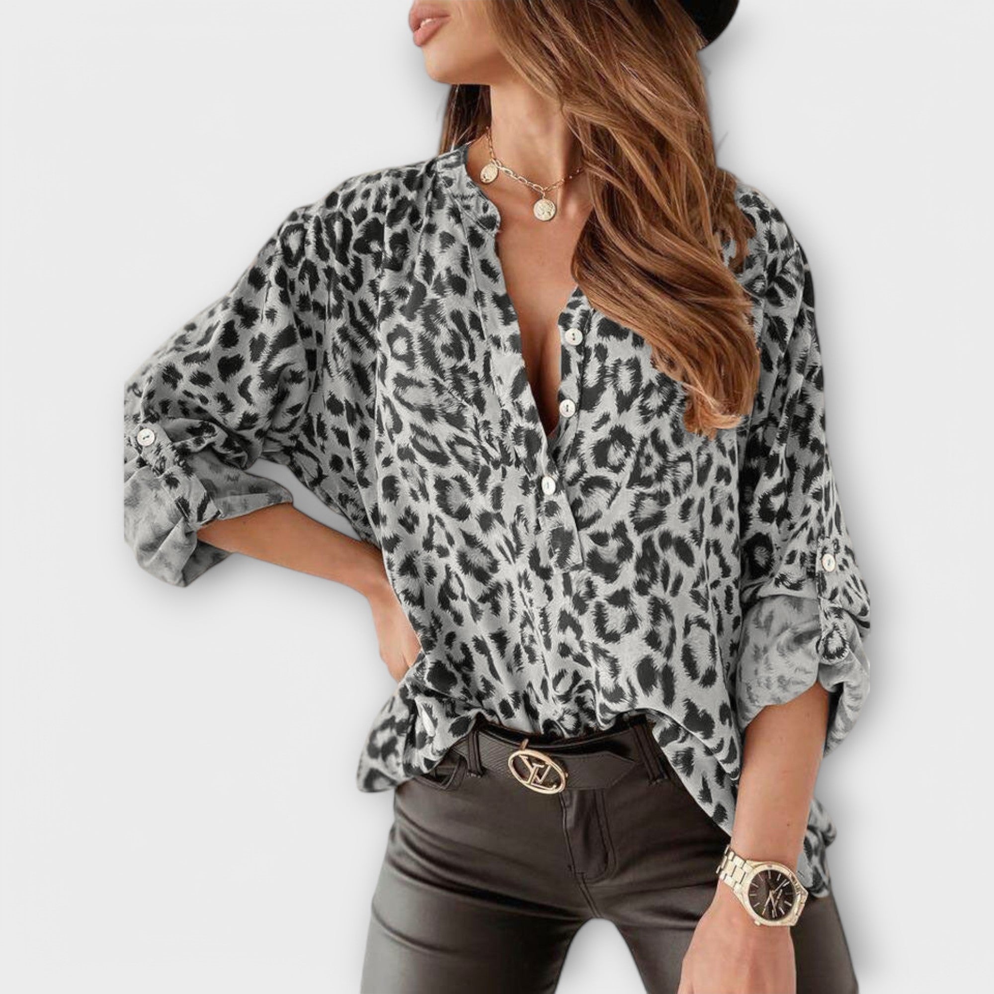 Trendy Bluse mit Leopardenmuster