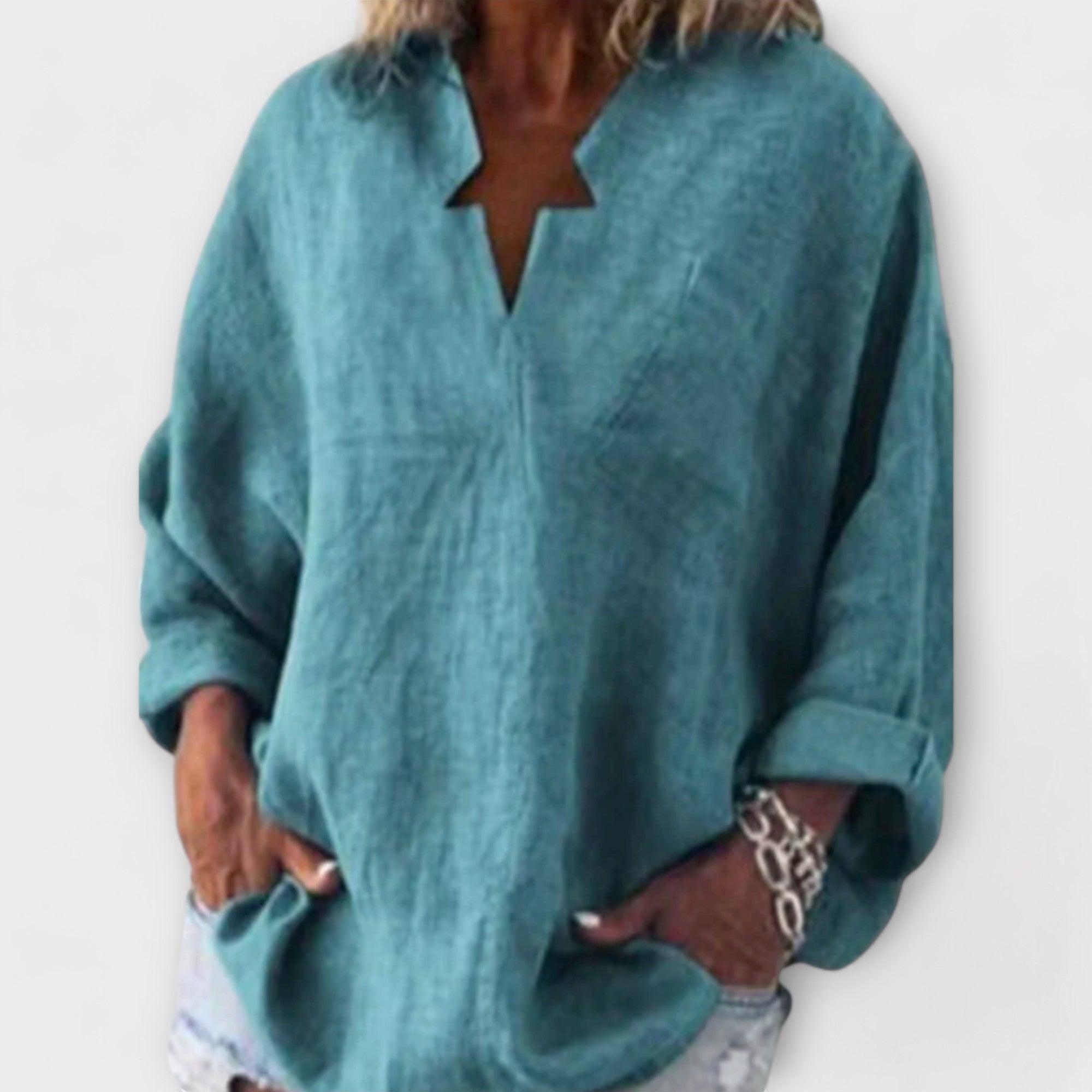 Rikarda – Elegante Damenbluse mit V-Ausschnitt