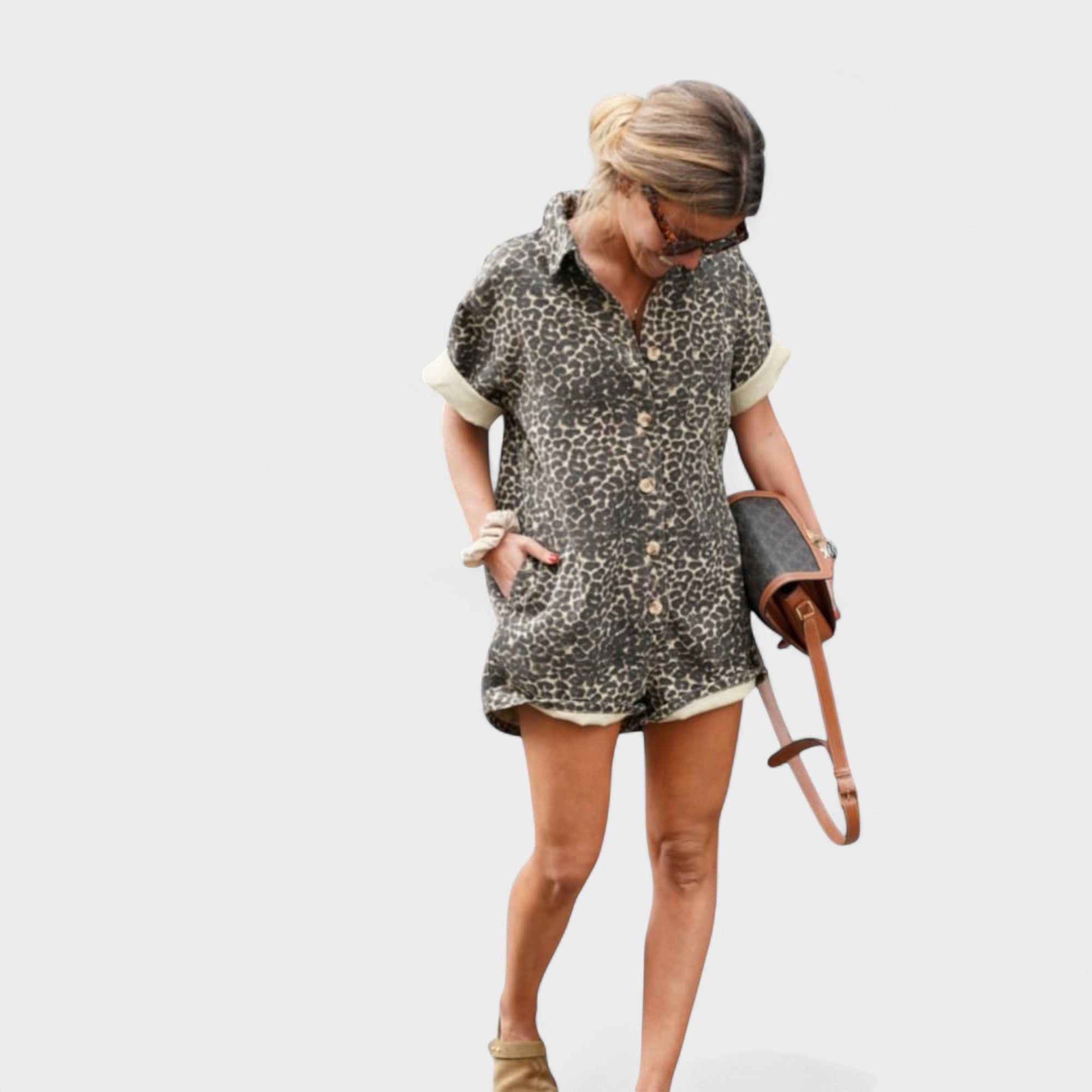 Riva | Gemusterter kurzer Jumpsuit