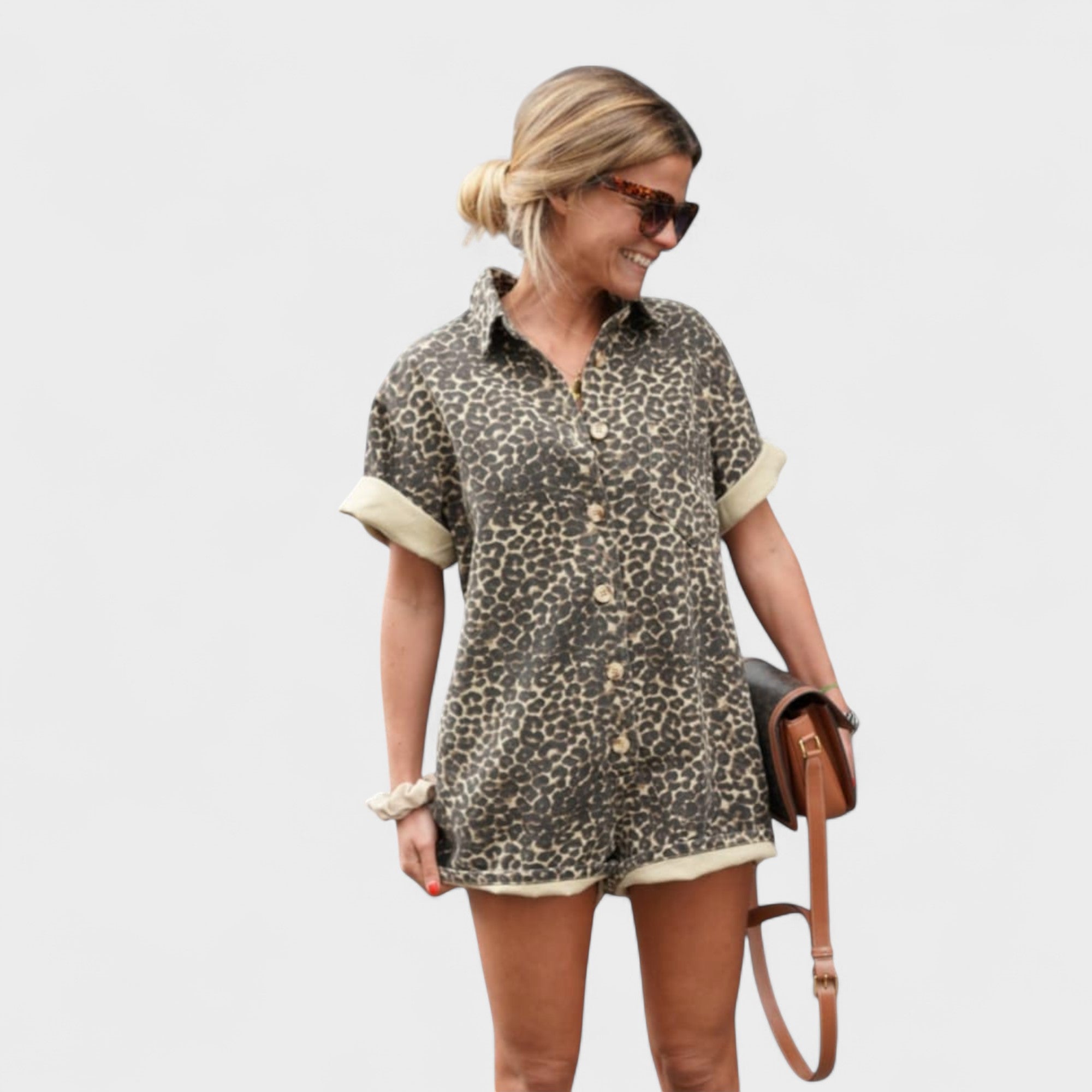 Riva | Gemusterter kurzer Jumpsuit
