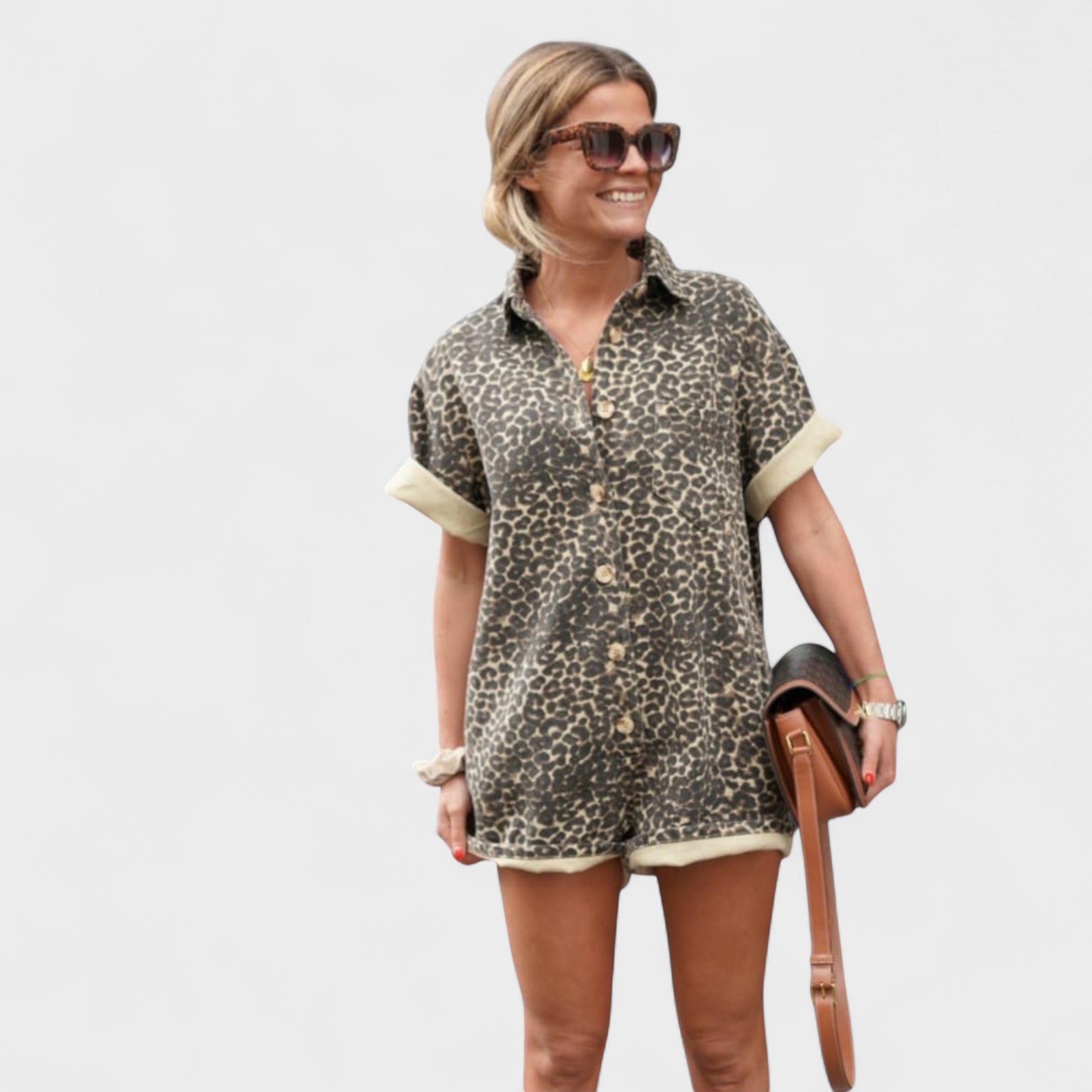 Riva | Gemusterter kurzer Jumpsuit