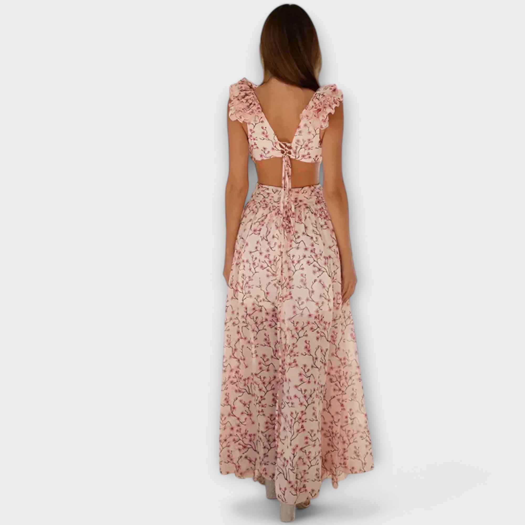 Lilou - Maxikleid mit Rüschensaum und Schlitz