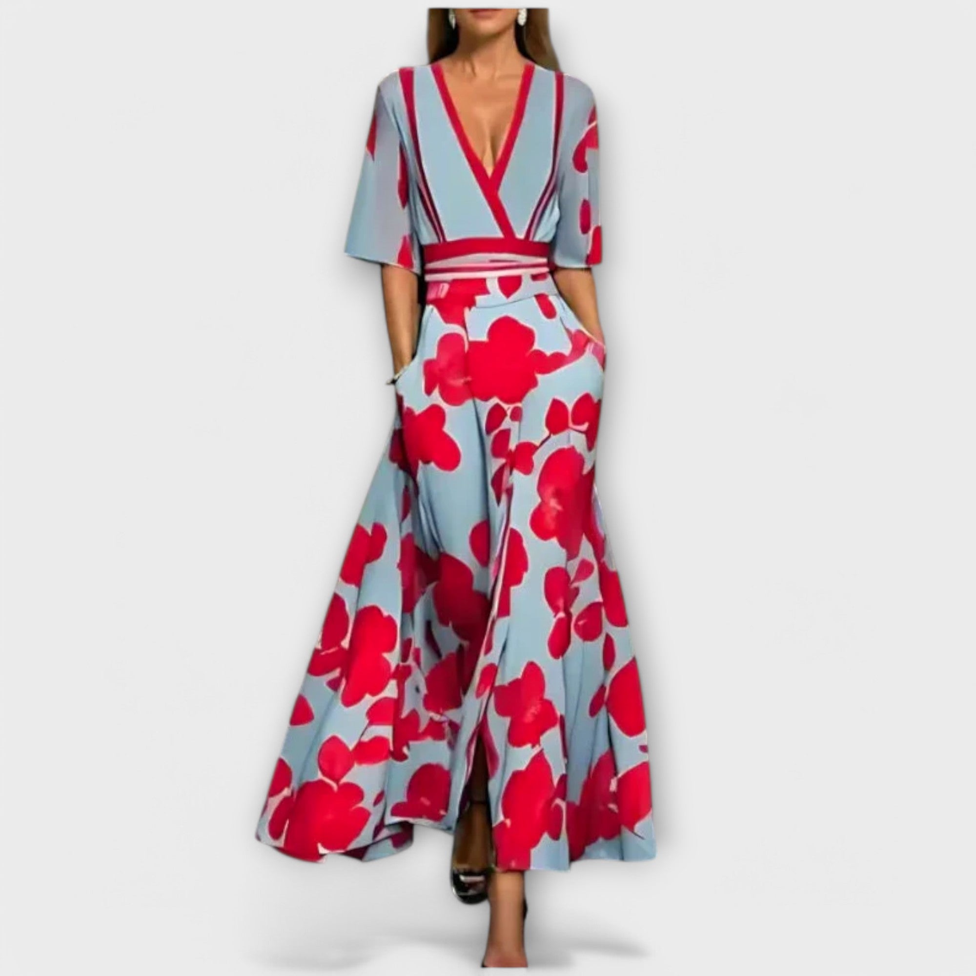 Elise - Elegantes Blumenkleid mit Geldbörse
