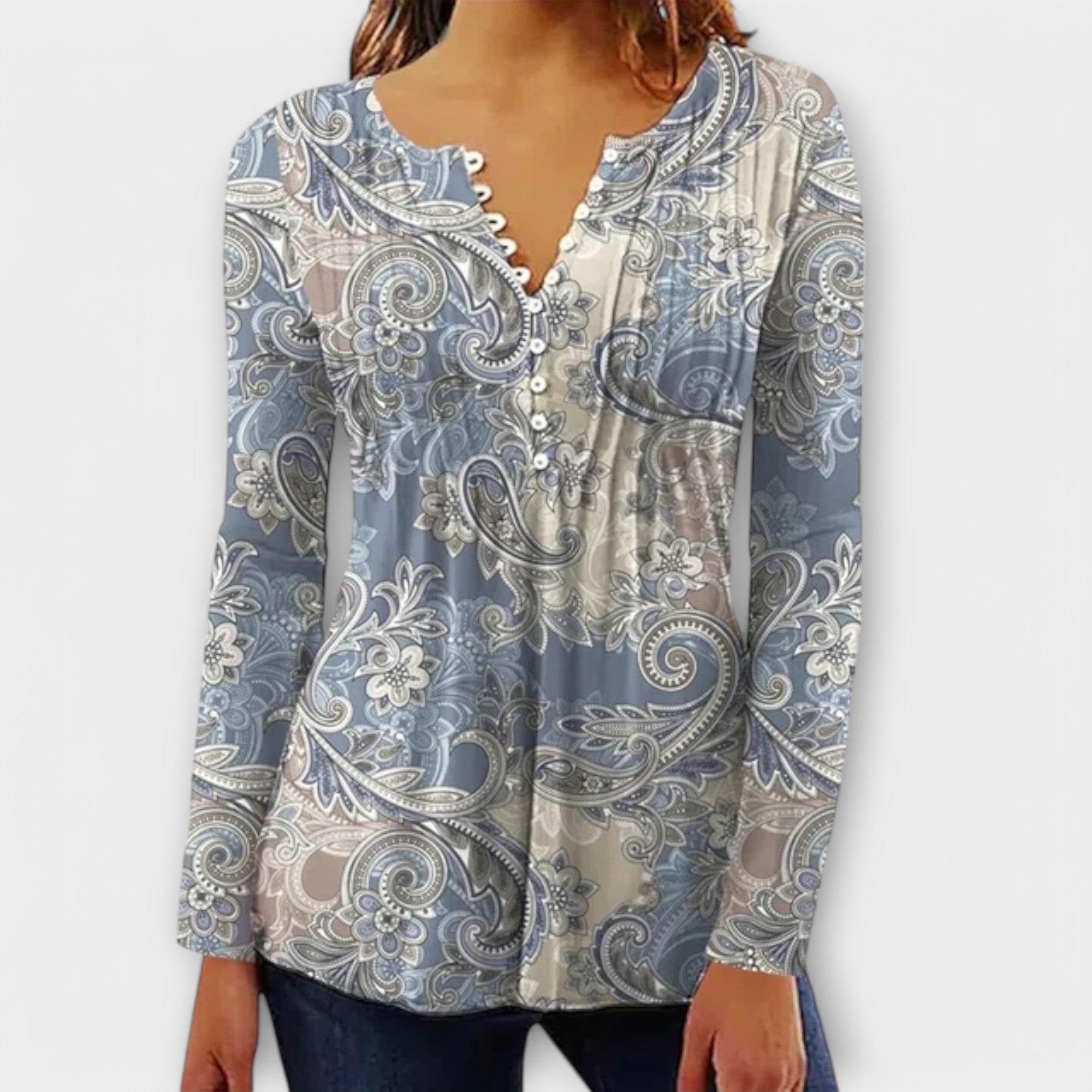 Juliane - Bluse mit V-Ausschnitt und Ärmeln
