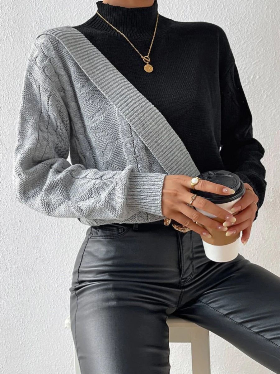 Damen Hoher Kragen Gedrehter Pullover