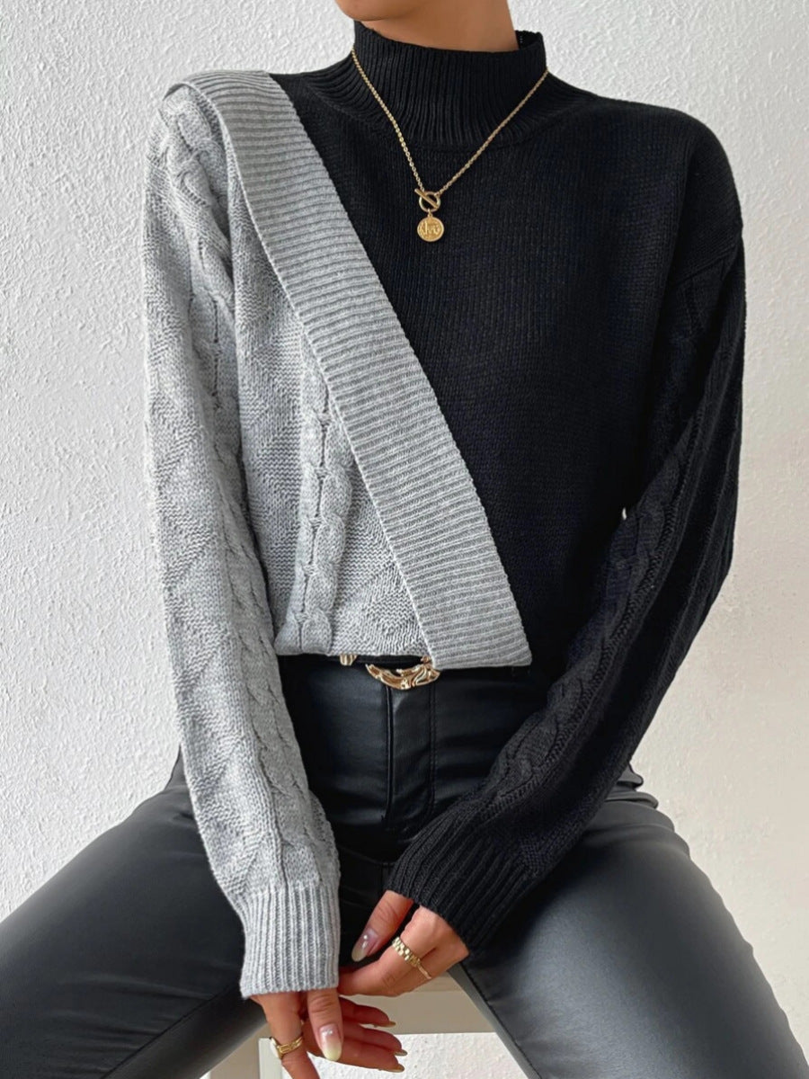 Damen Hoher Kragen Gedrehter Pullover