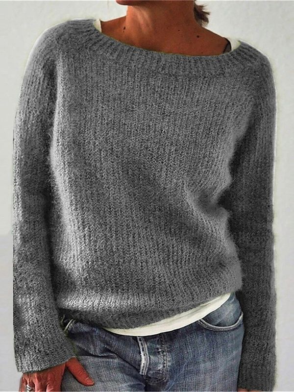 Damen Rundhals Strickpullover