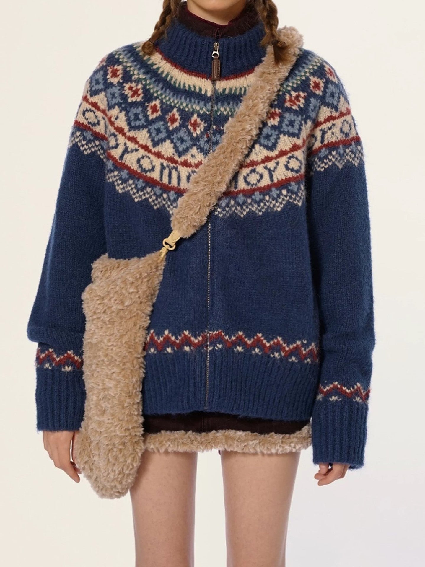 Damen Hoher Hals Strickpullover