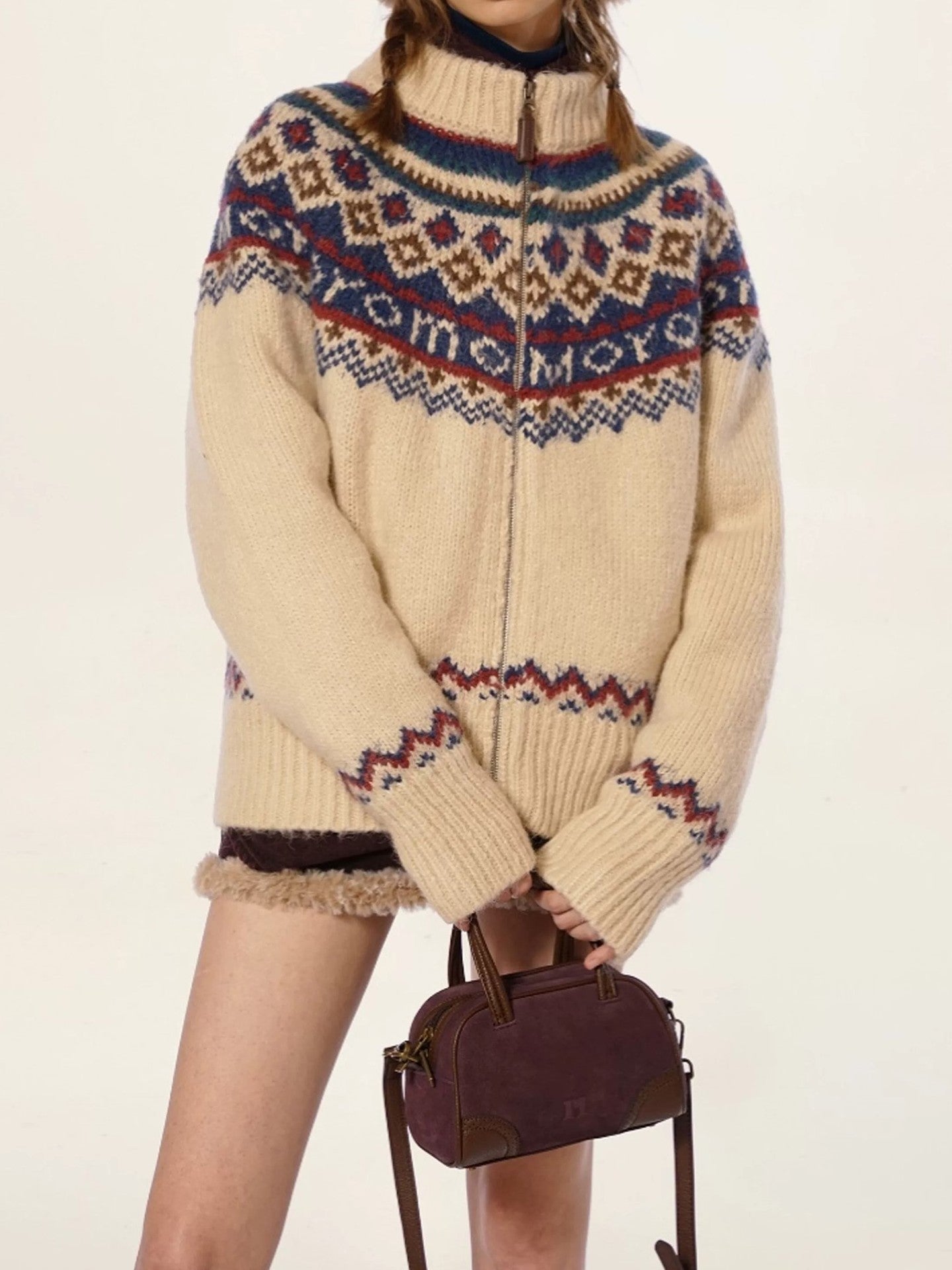 Damen Hoher Hals Strickpullover