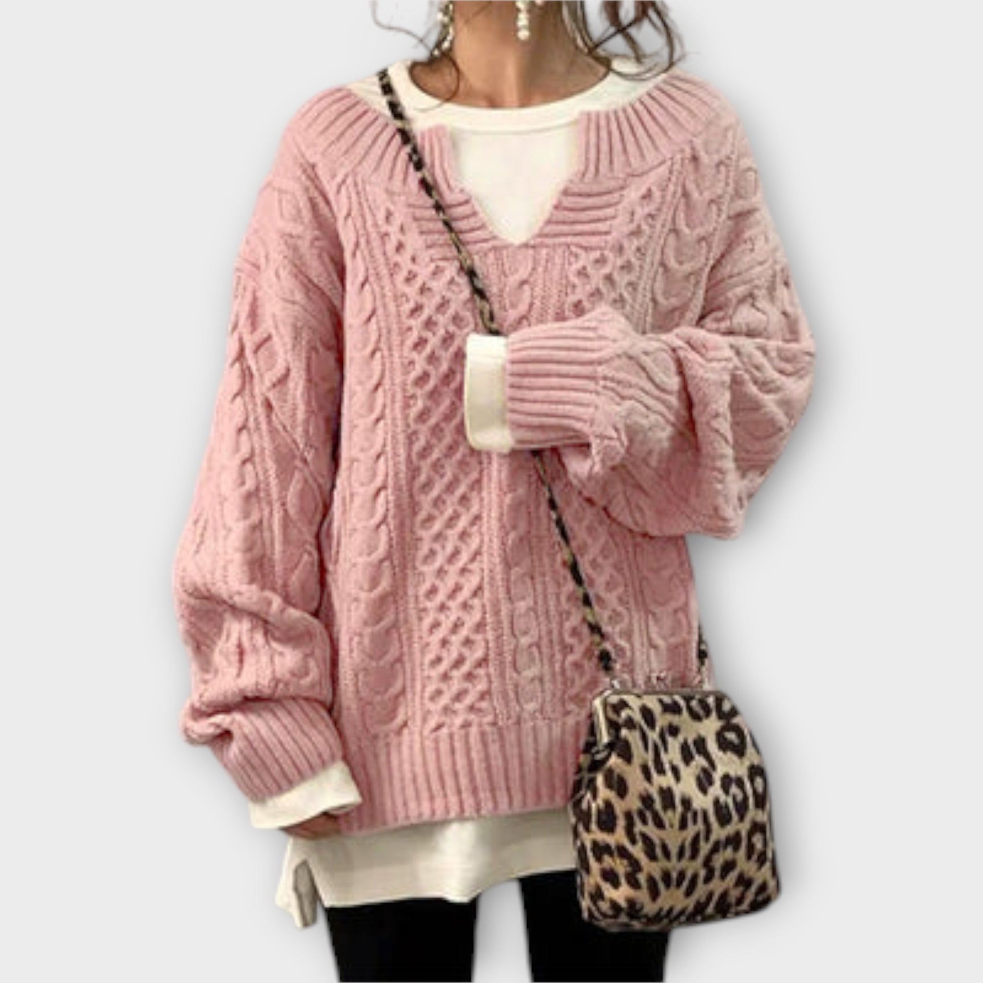 Oversized Pullover mit Kabelmuster