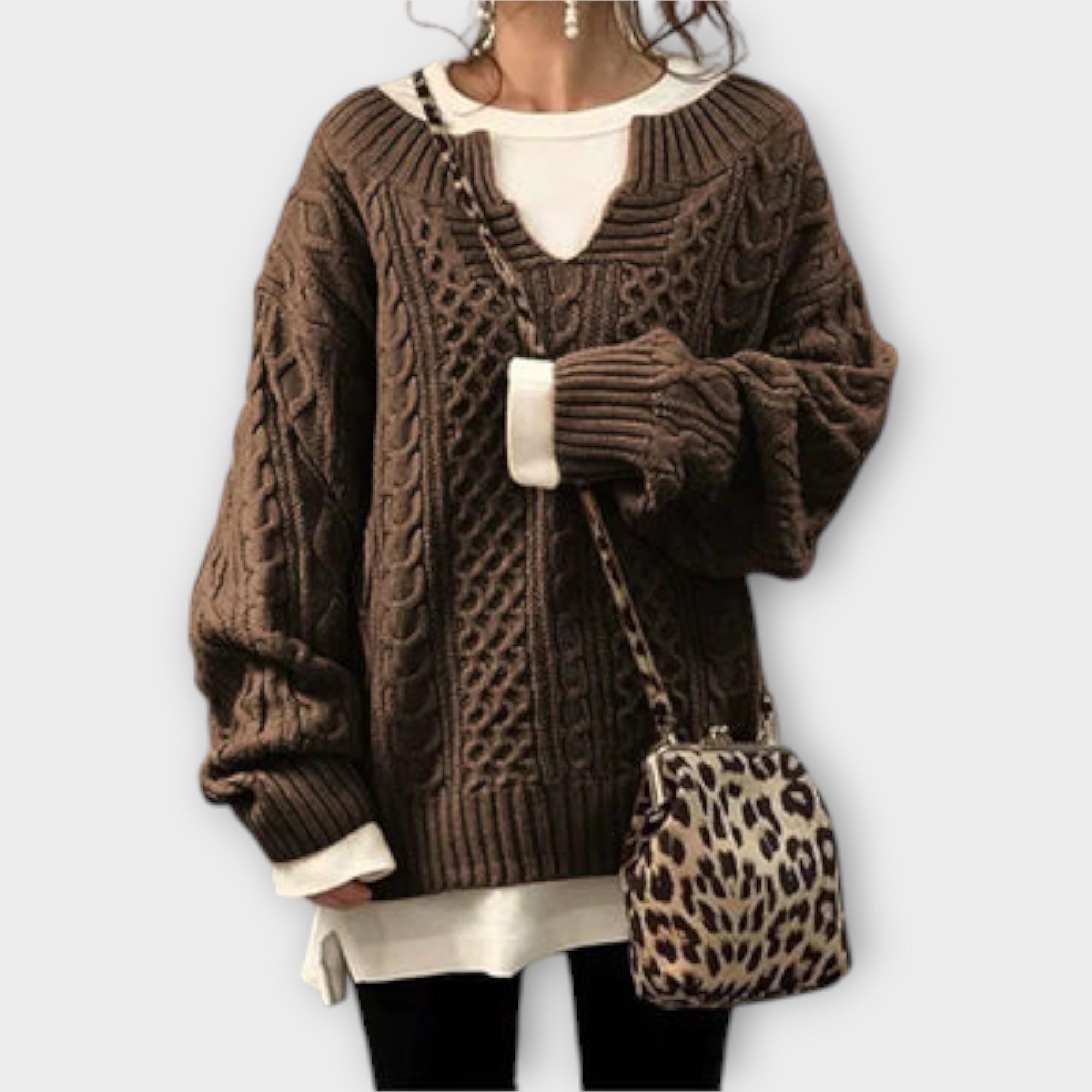 Oversized Pullover mit Kabelmuster