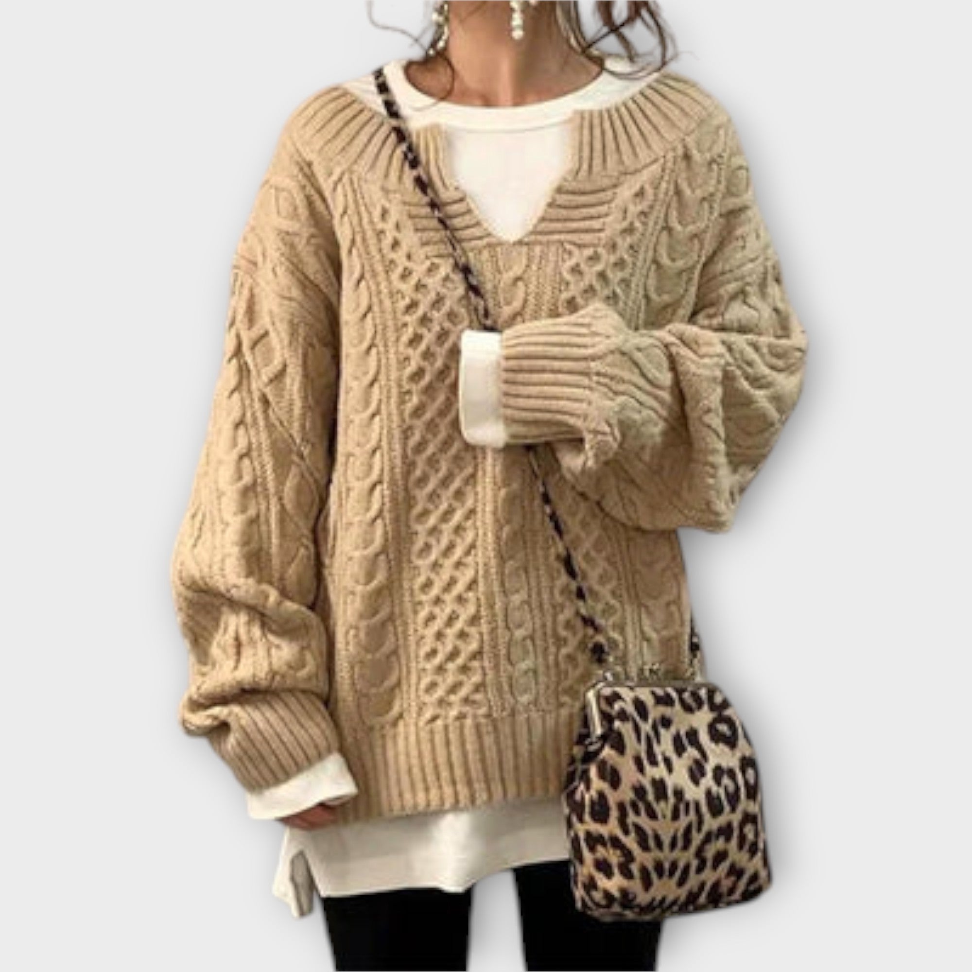 Oversized Pullover mit Kabelmuster