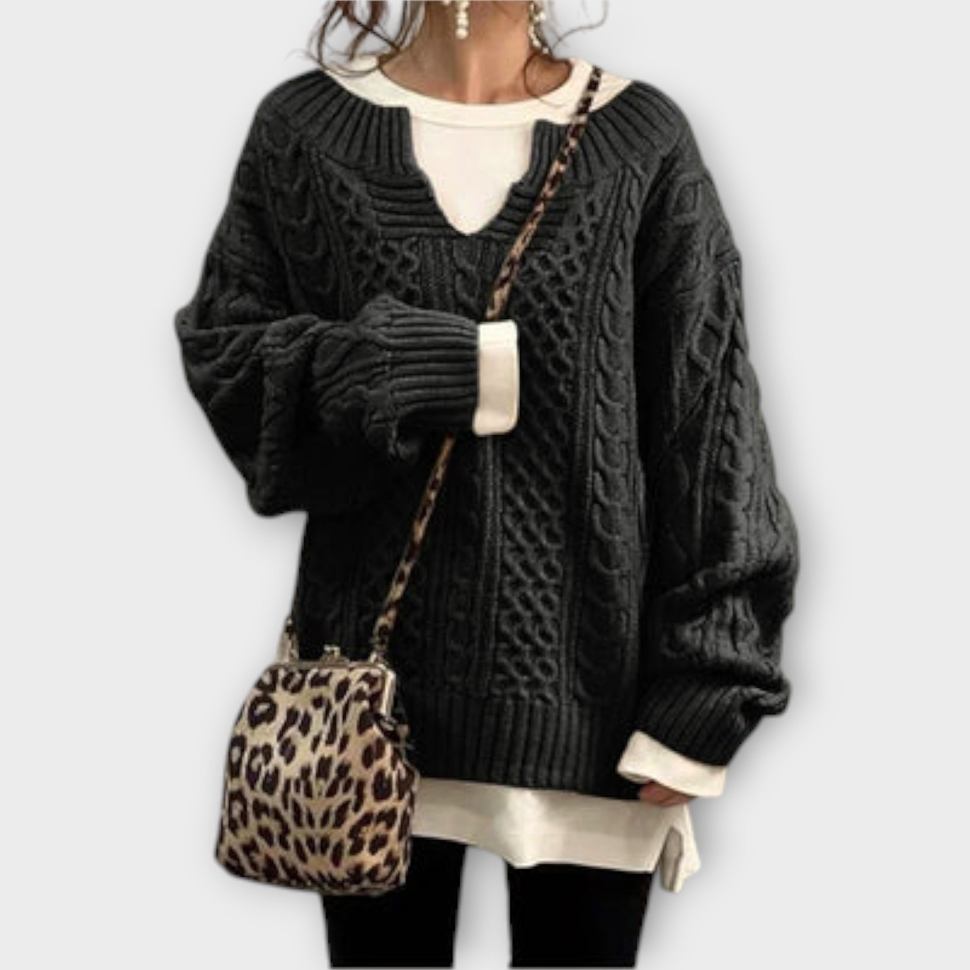Oversized Pullover mit Kabelmuster