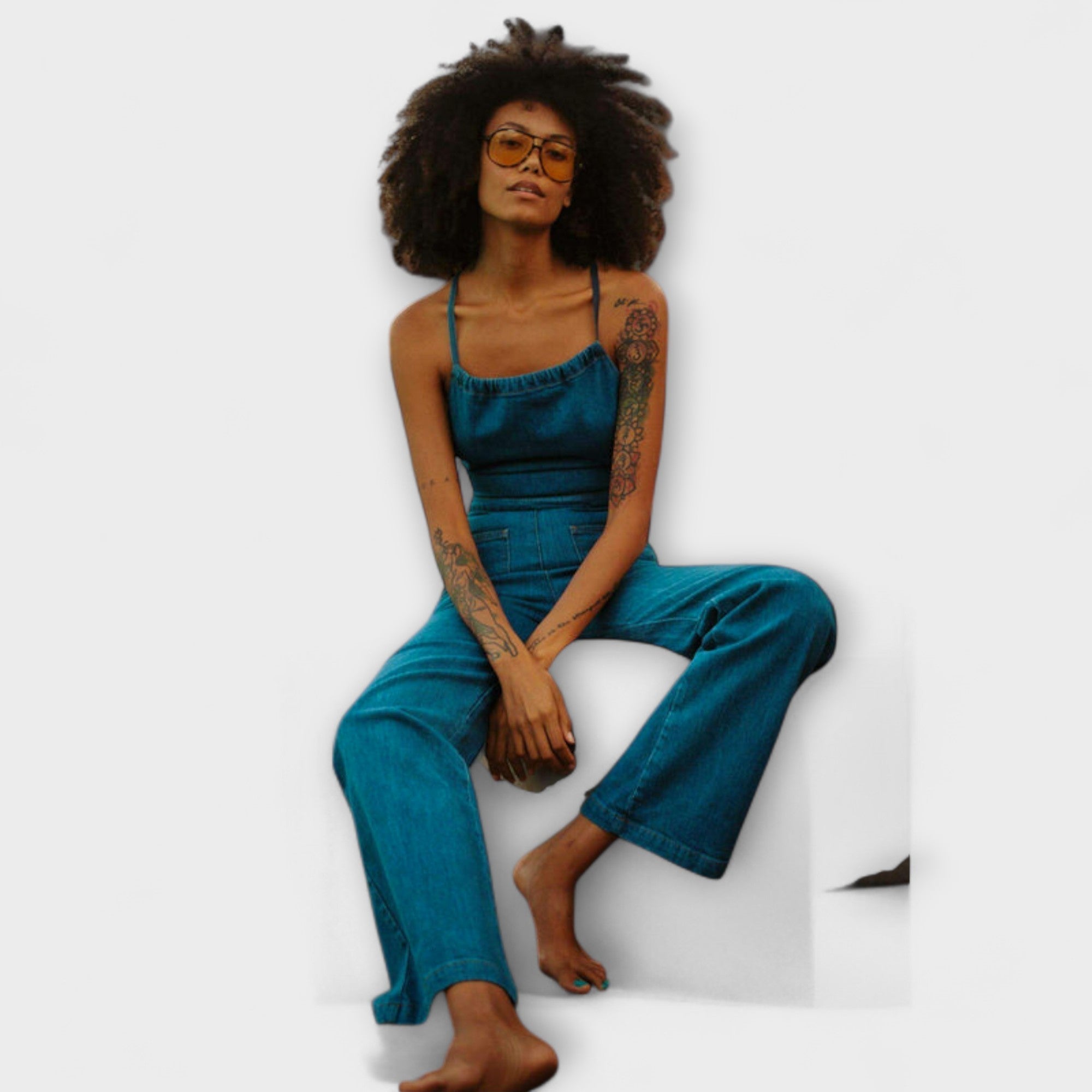 Julie - Flared Denim-Jumpsuit mit Bindeband-Detail Nora Zurich