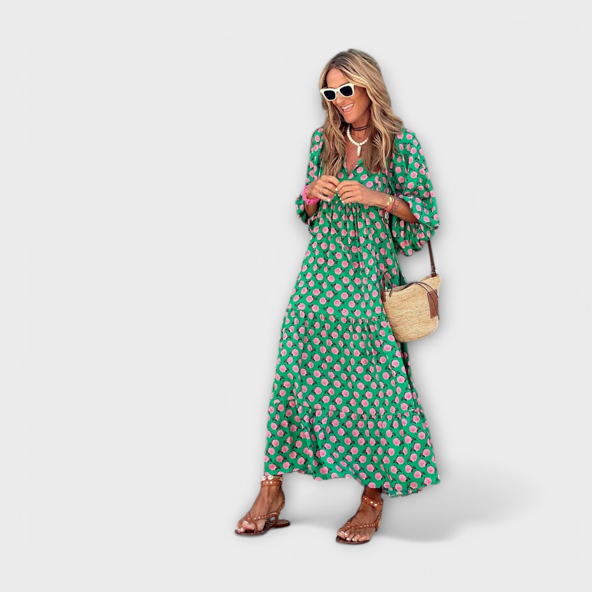 Elegantes Maxikleid mit geometrischem Design