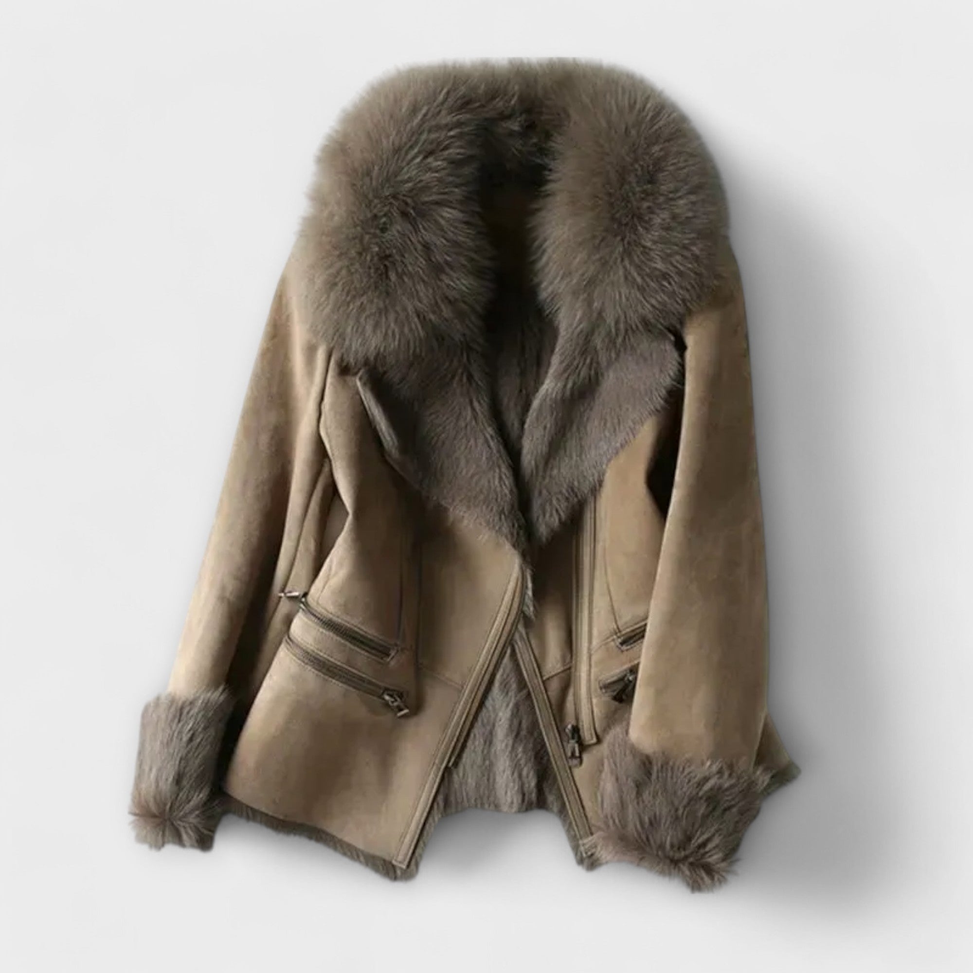 Lammfelljacke mit Pelzkragen