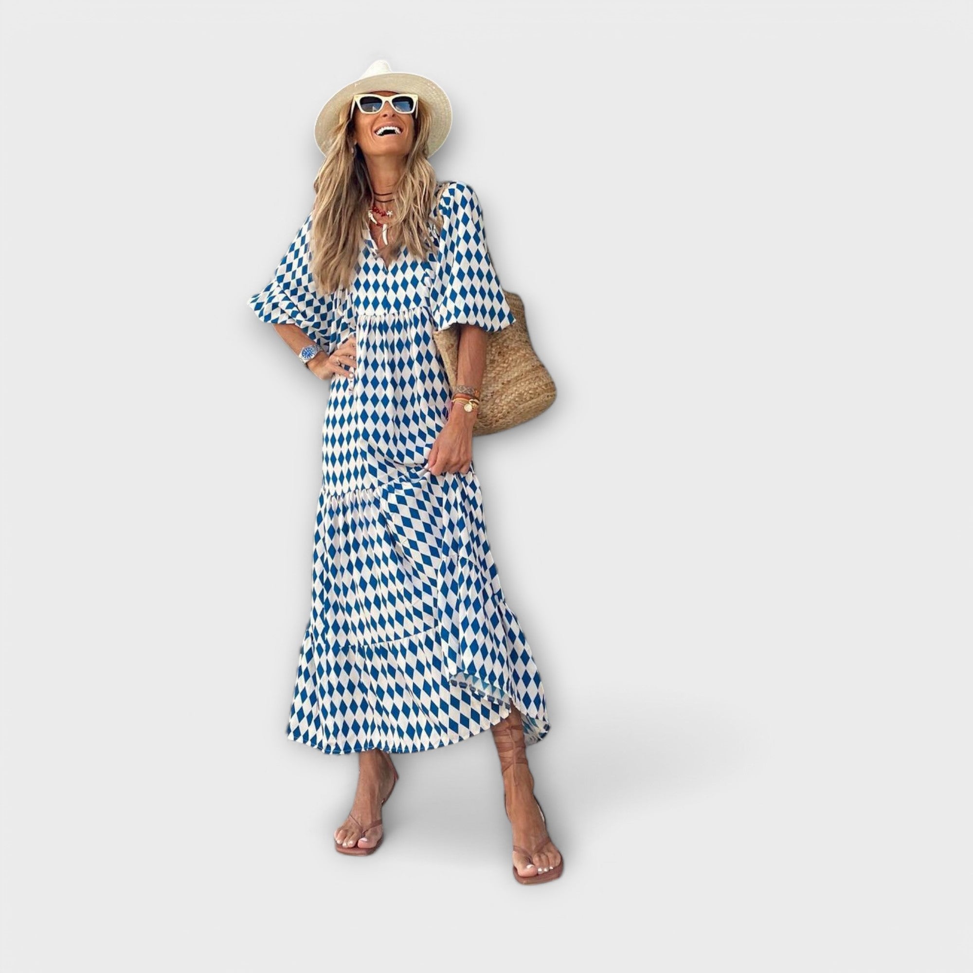 Elegantes Maxikleid mit geometrischem Design