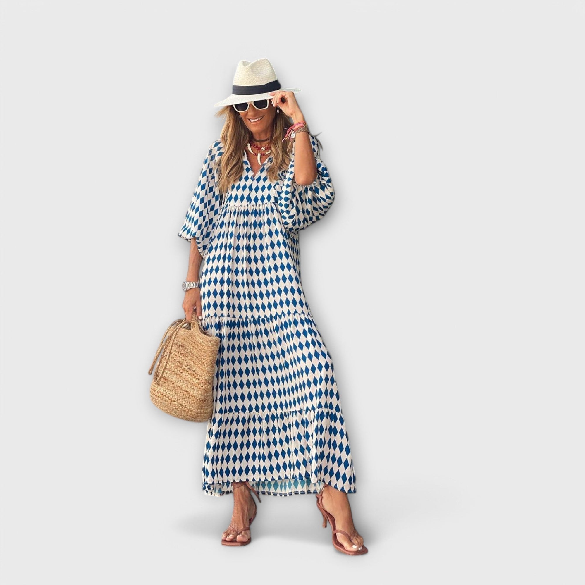 Elegantes Maxikleid mit geometrischem Design