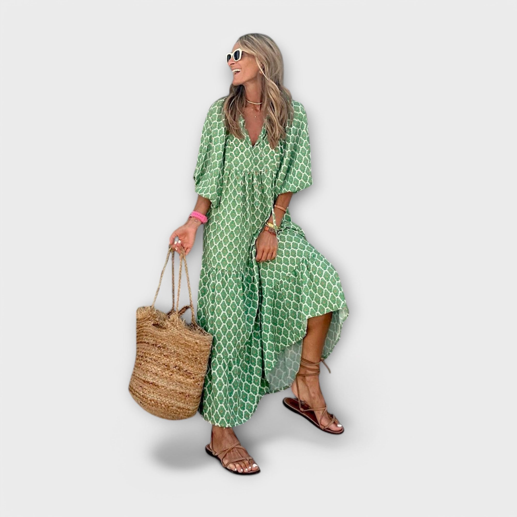 Elegantes Maxikleid mit geometrischem Design