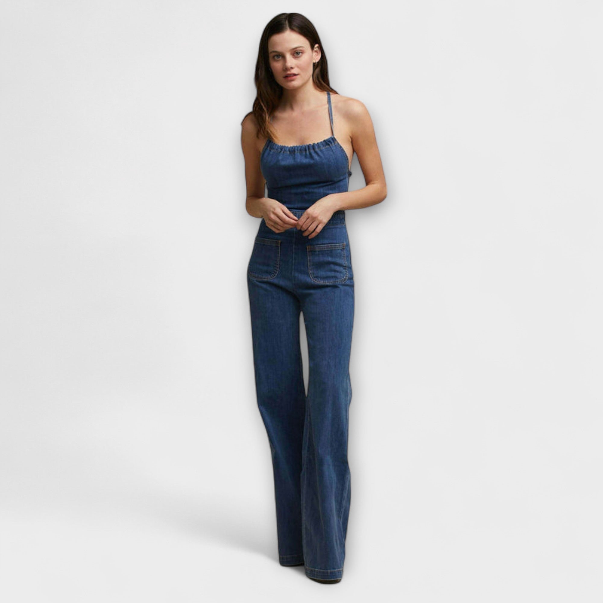 Julie - Flared Denim-Jumpsuit mit Bindeband-Detail Nora Zurich