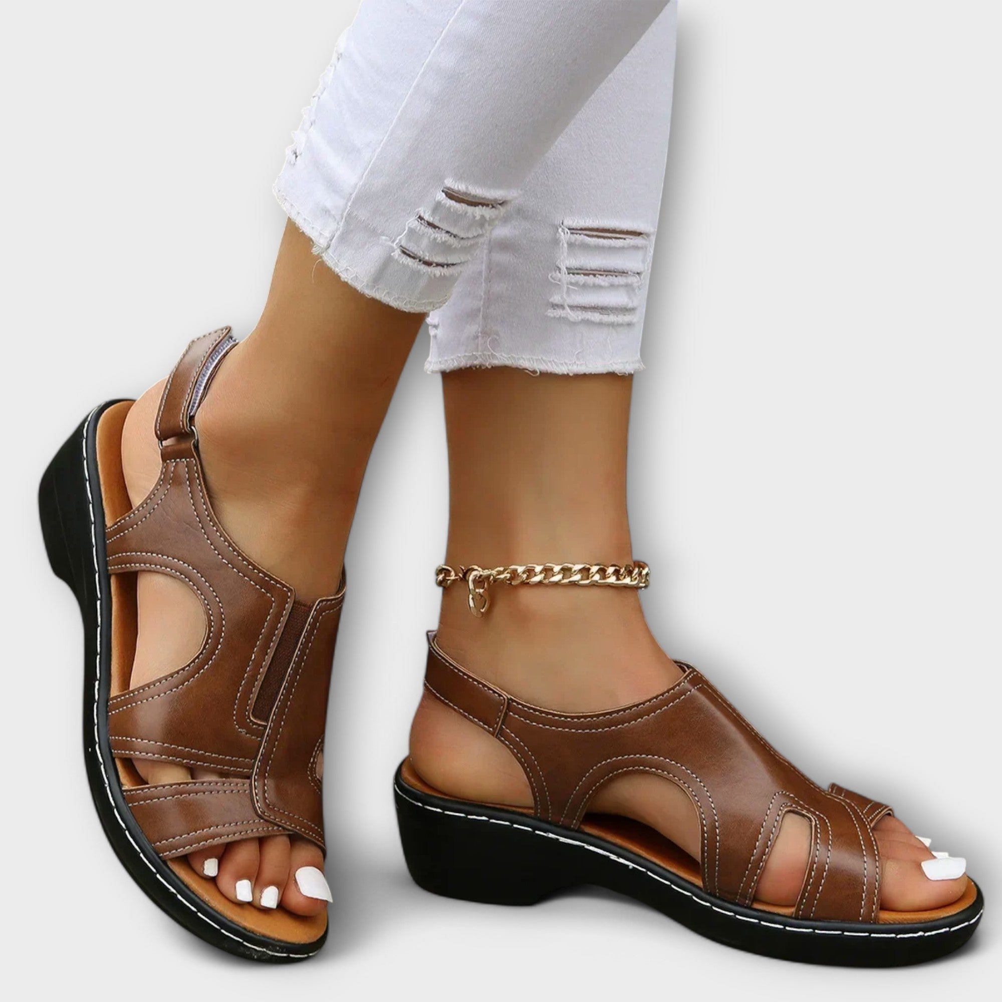 Christina - Komfortable Orthopädische Ledersandalen mit Absatz