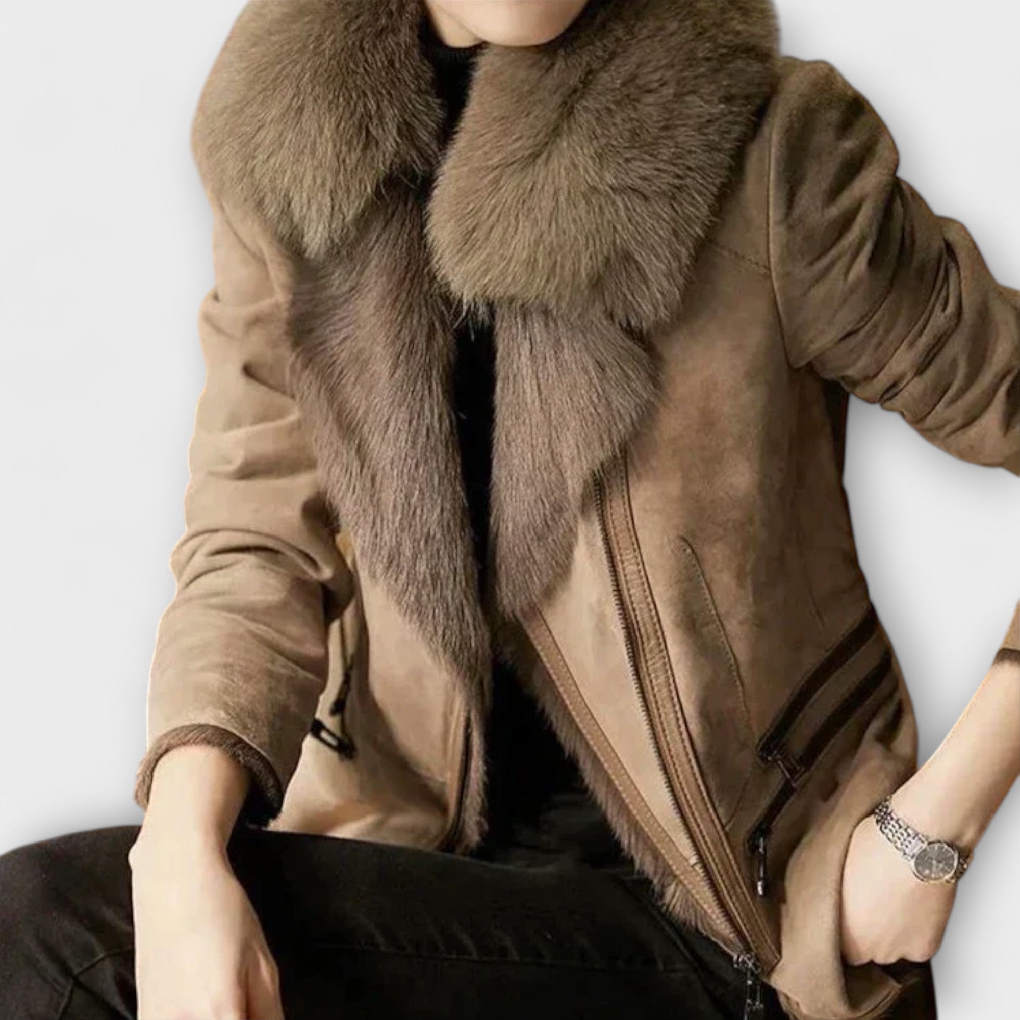 Lammfelljacke mit Pelzkragen