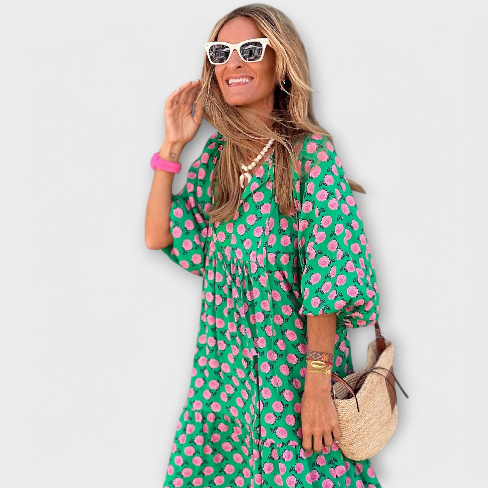 Elegantes Maxikleid mit geometrischem Design