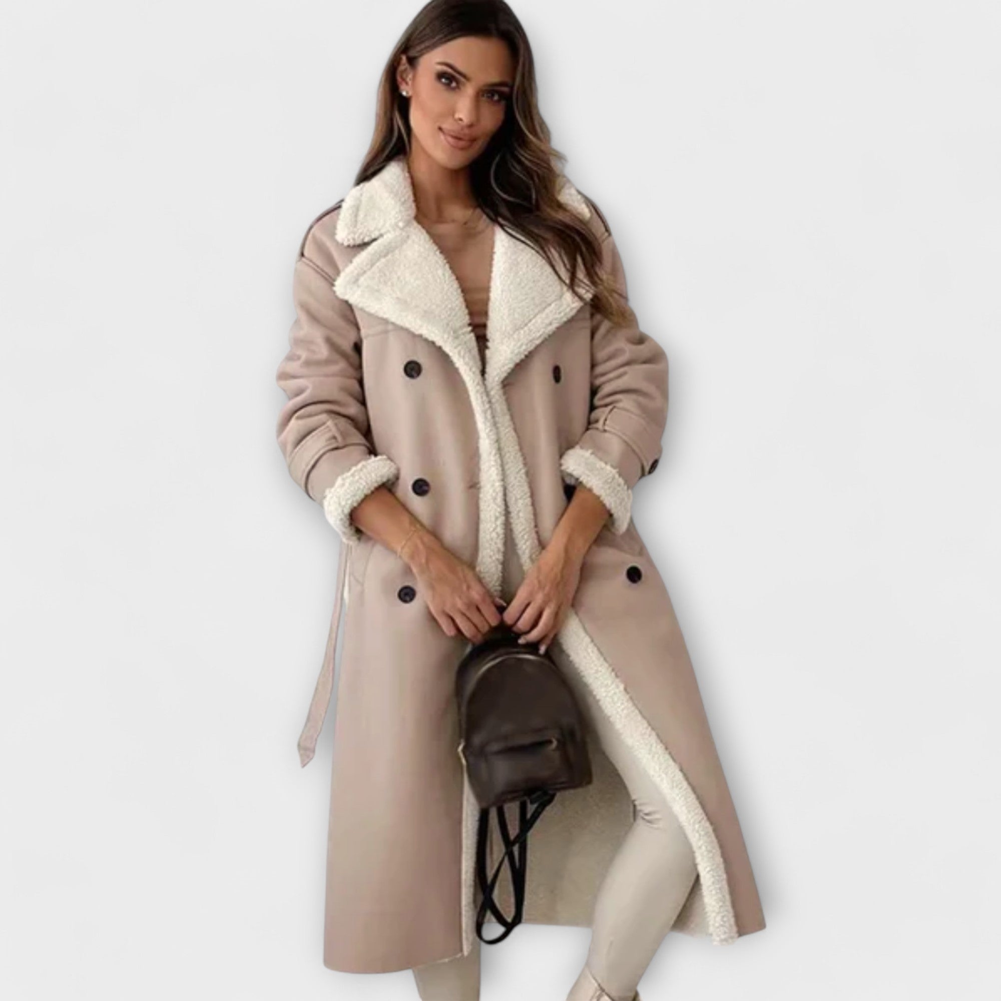Luna - Lange klassische Jacke mit Fleece-Futter und Teddy-Kragen