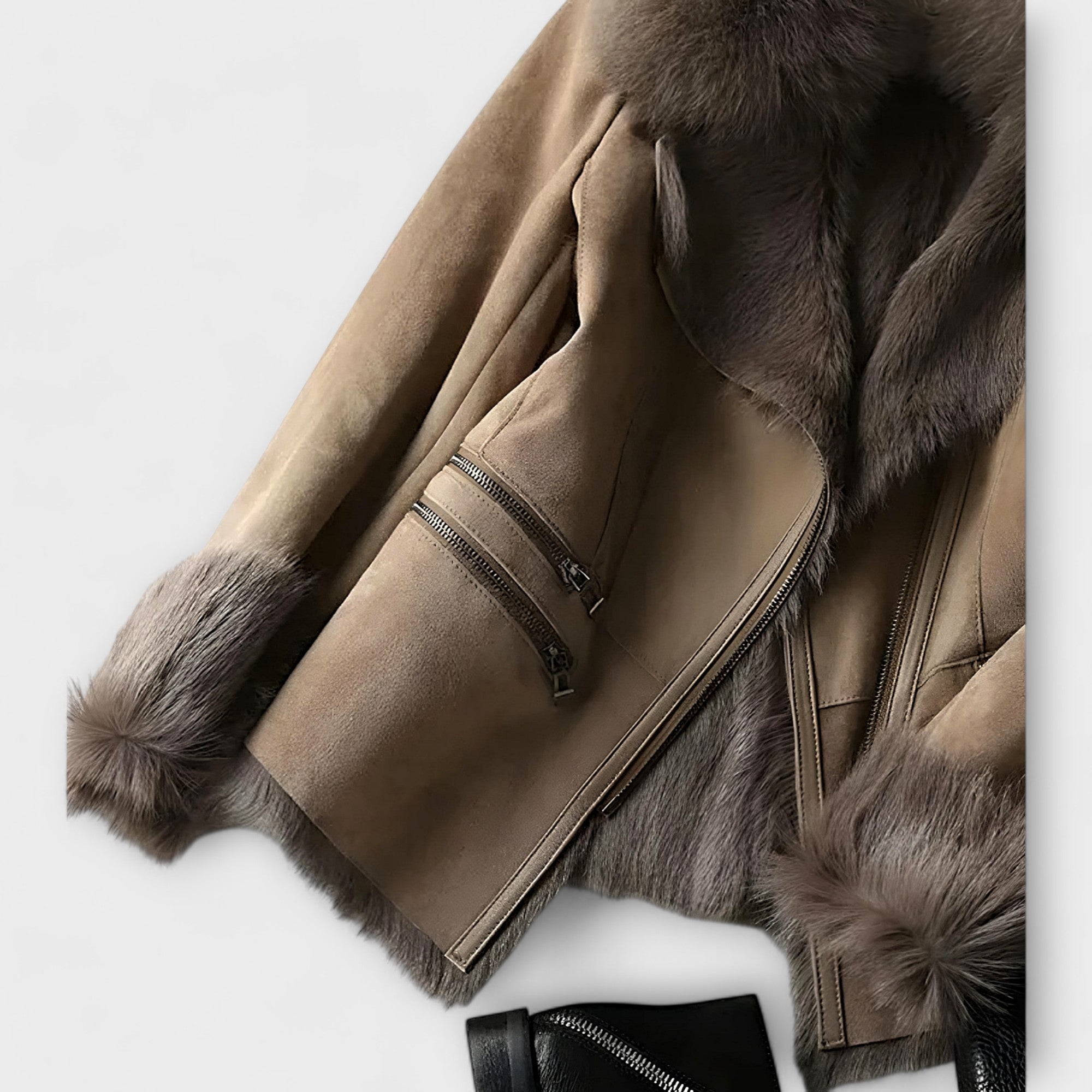 Lammfelljacke mit Pelzkragen