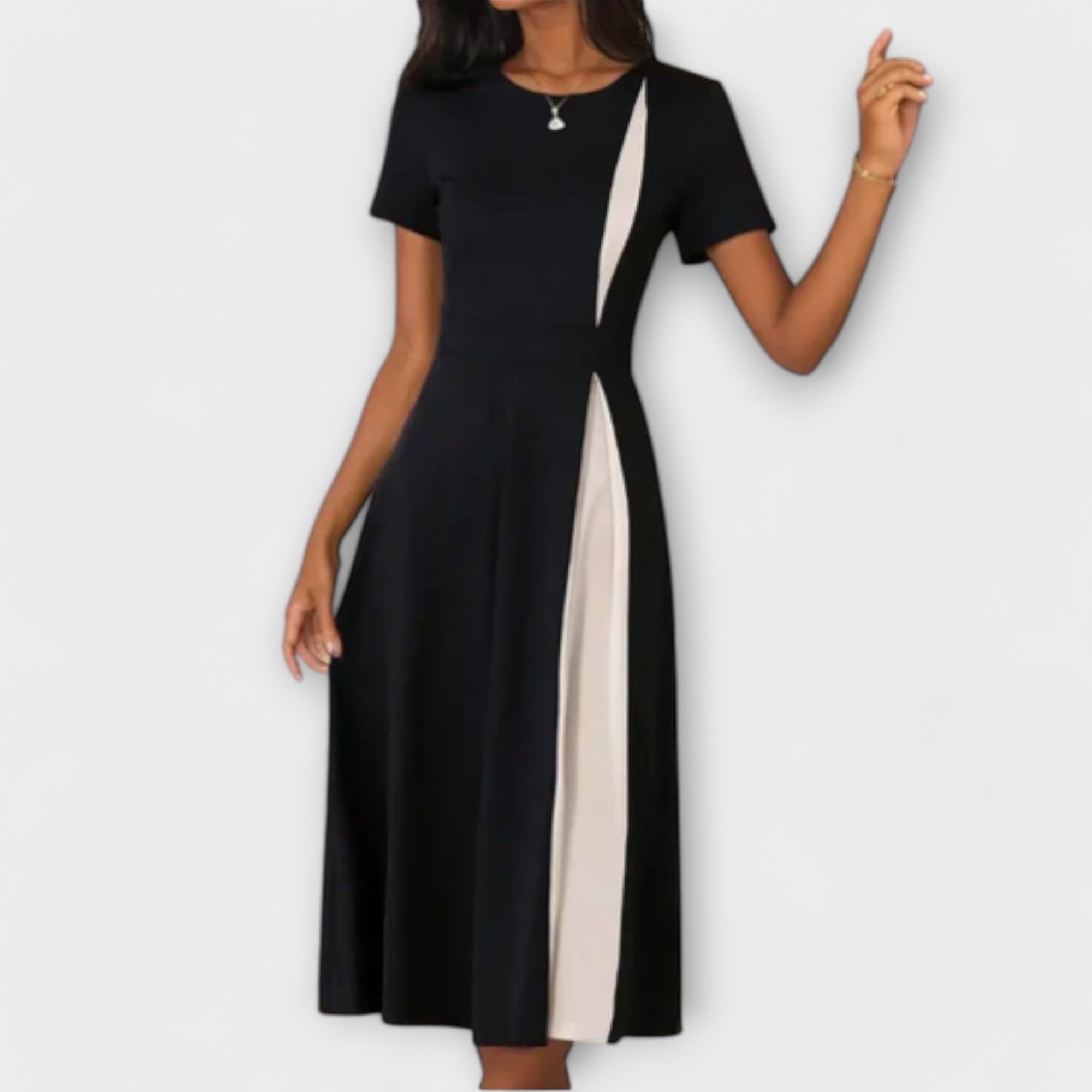 Hanne – Schwarz-weißes Midi-Kleid