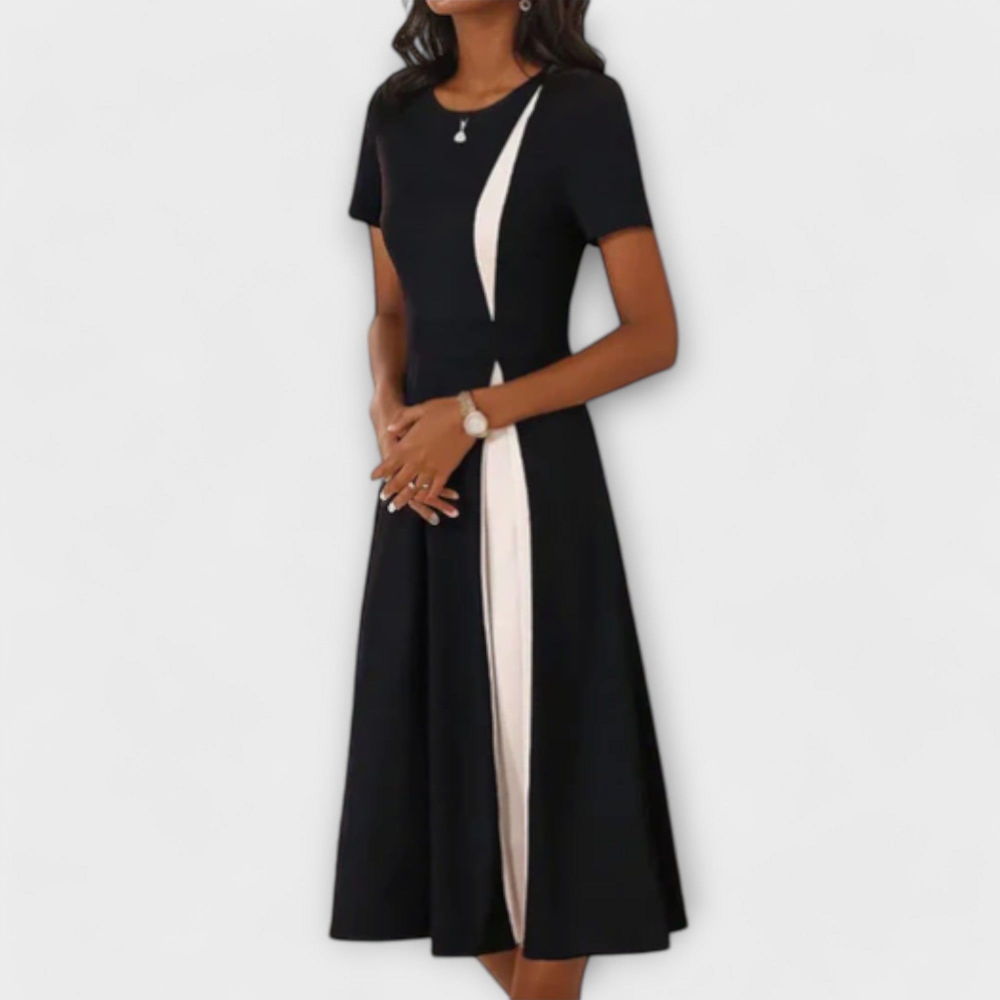 Hanne – Schwarz-weißes Midi-Kleid