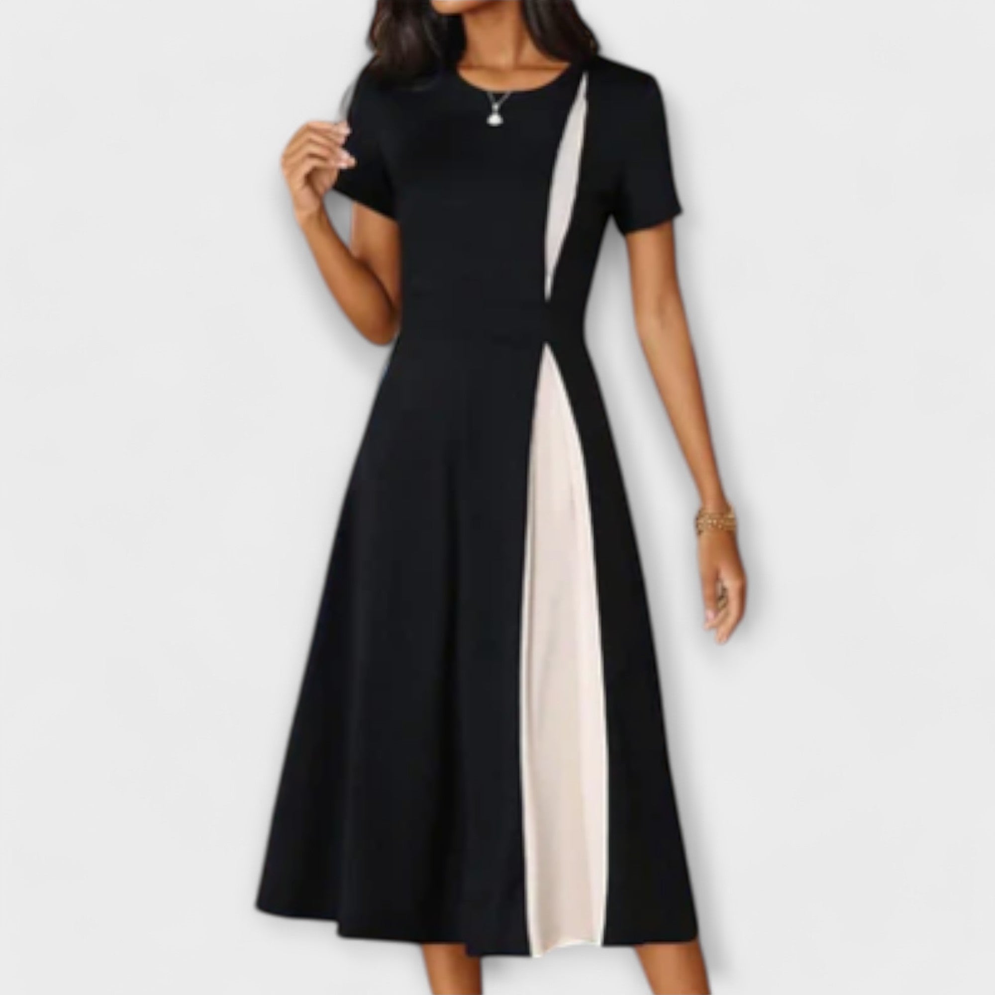 Hanne – Schwarz-weißes Midi-Kleid