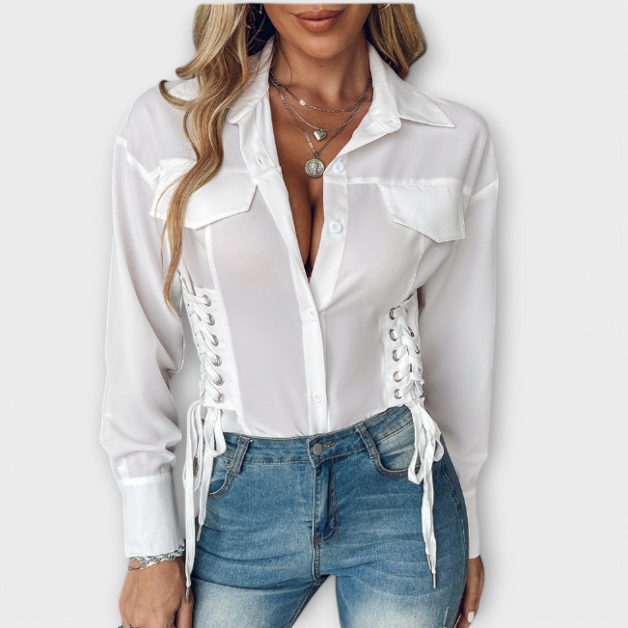 Natalie – Langarm-Polo-Bluse für den Frühling