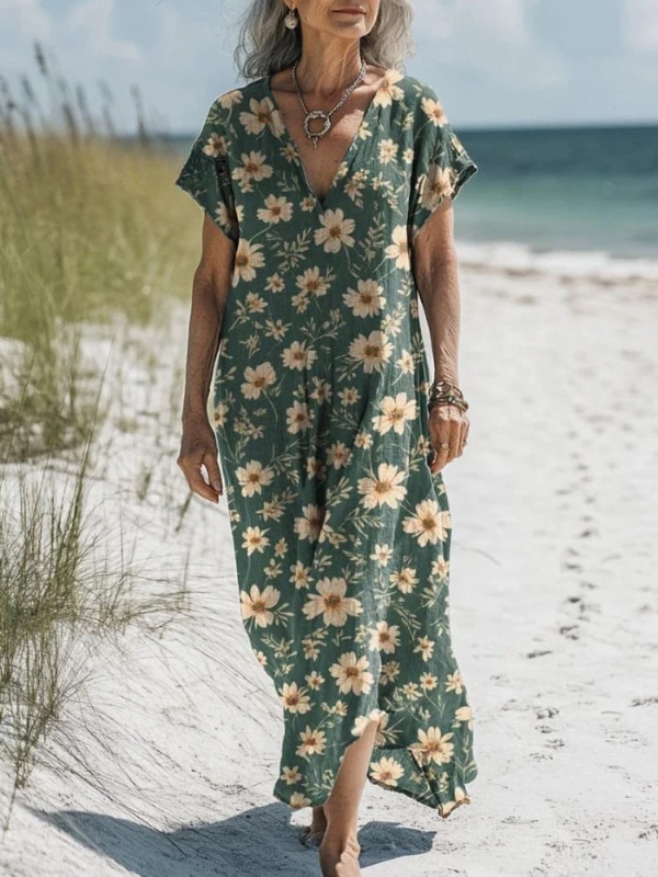 Madison - Damen Kleid mit Gänseblümchen-Muster und Taschen