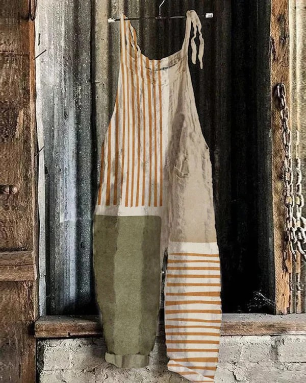 Willa - Geometrischer Druck Lässiger Jumpsuit mit weitem Bein