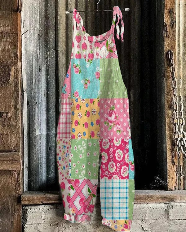 Zadie - Bohemian Retro Floral Kontrast Jumpsuit