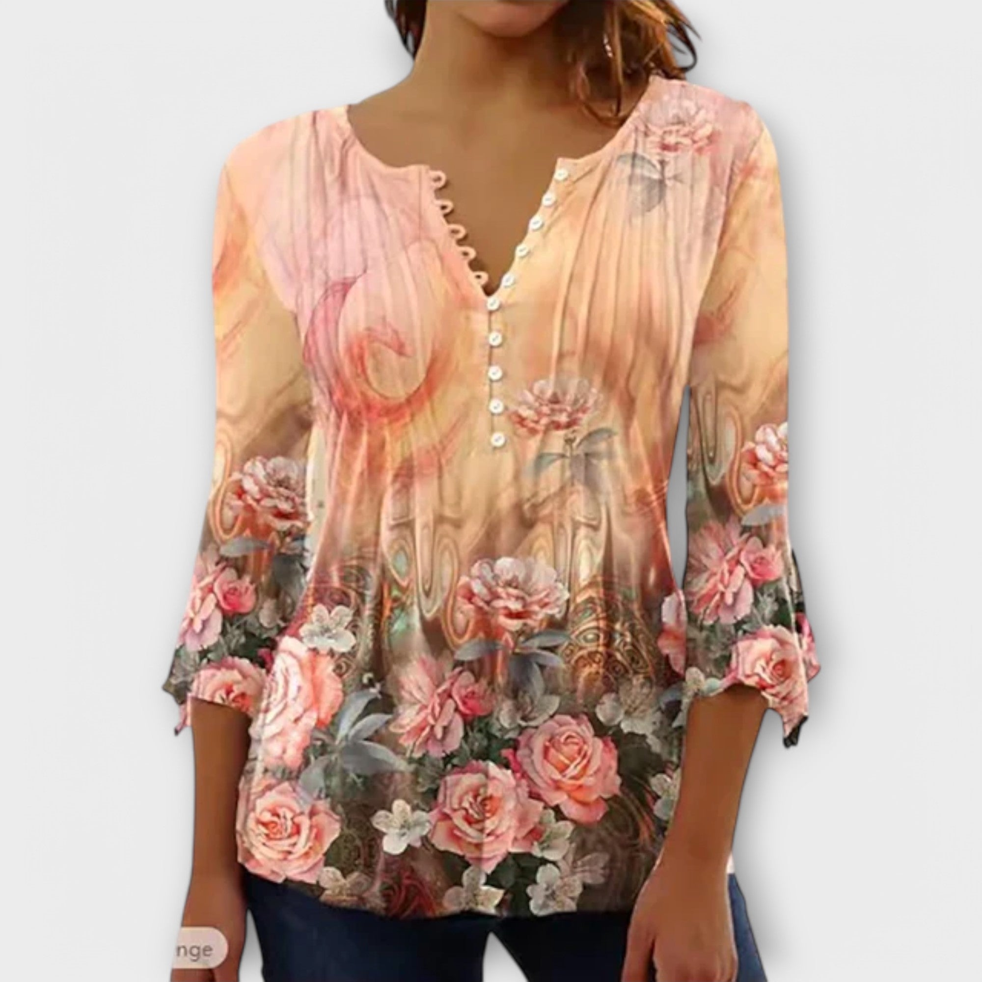 Juliane - Bluse mit V-Ausschnitt und Ärmeln