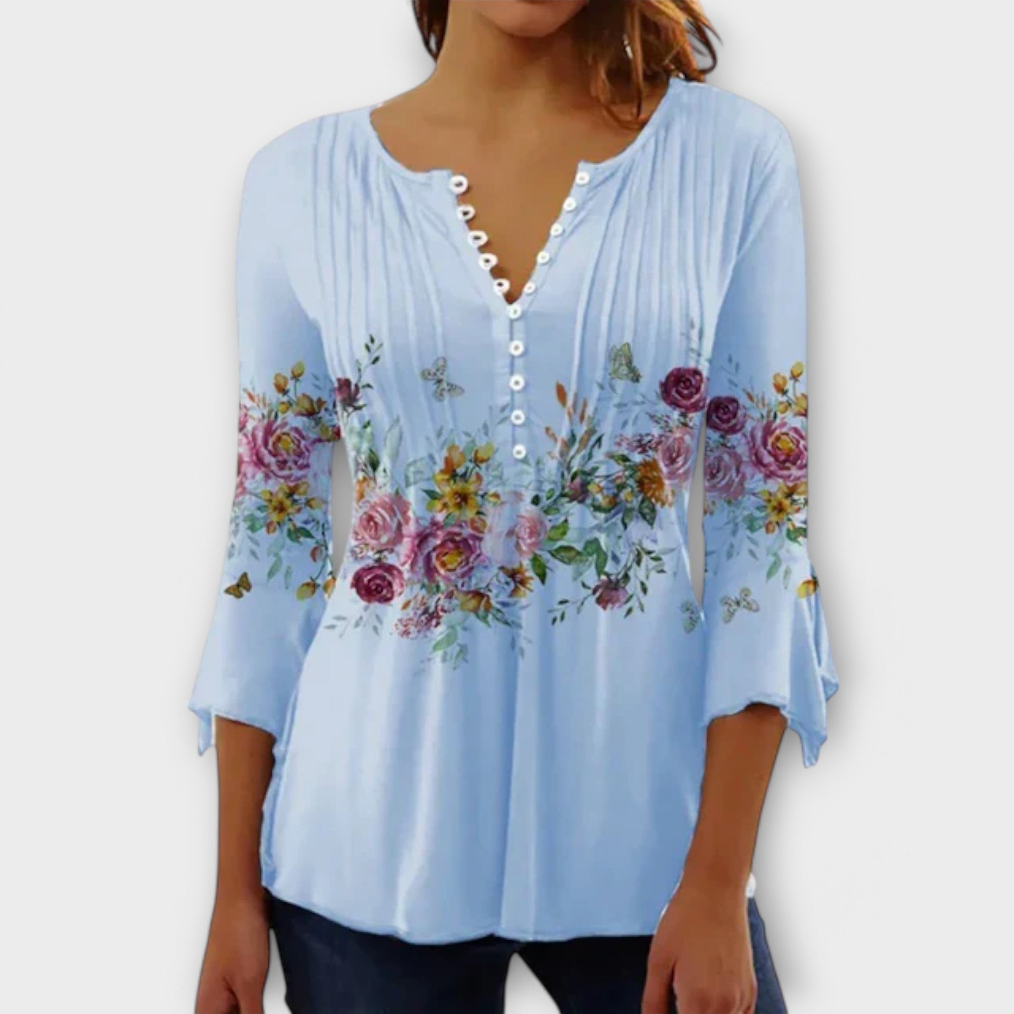 Juliane - Bluse mit V-Ausschnitt und Ärmeln