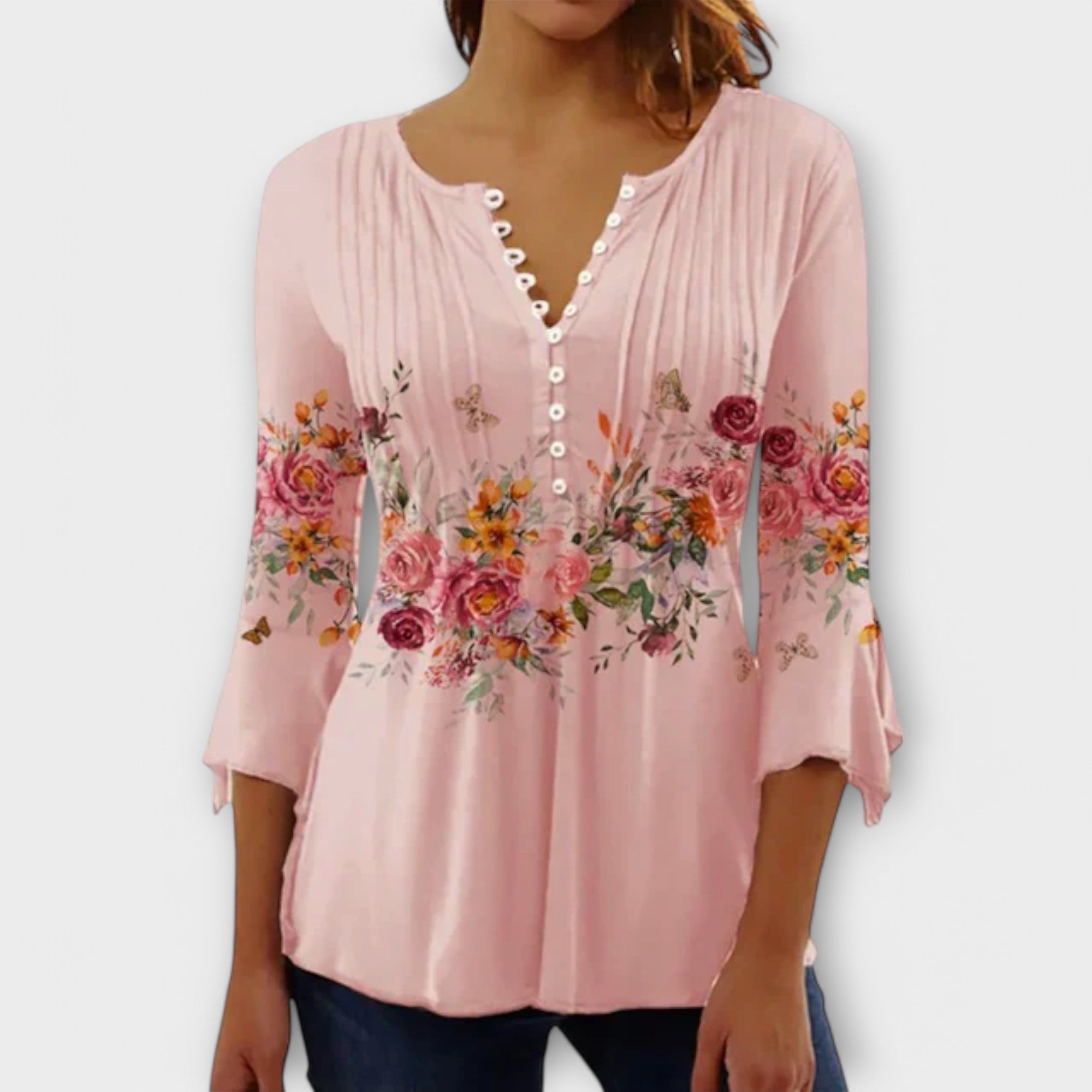 Juliane - Bluse mit V-Ausschnitt und Ärmeln