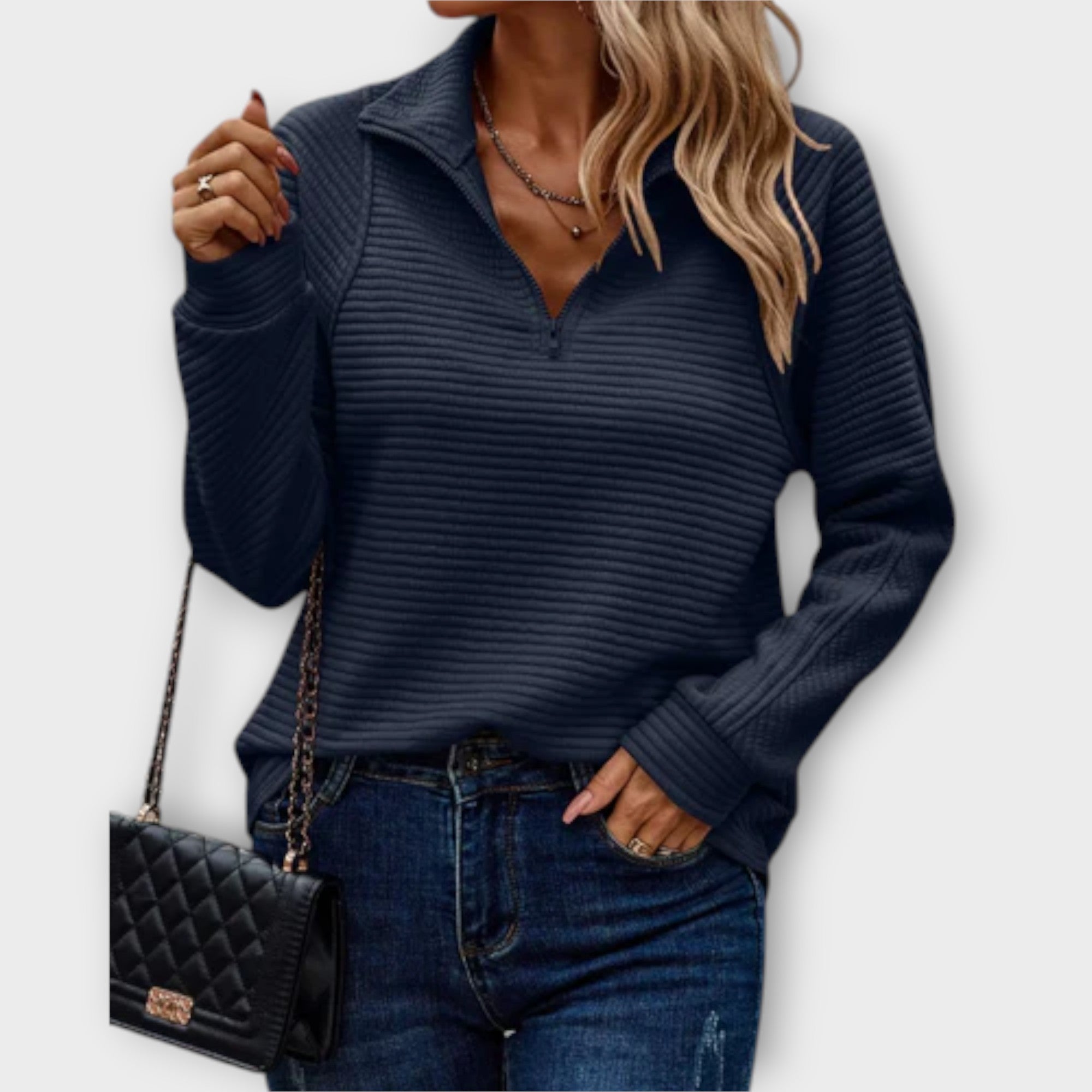 Pullover mit halbem Reißverschluss