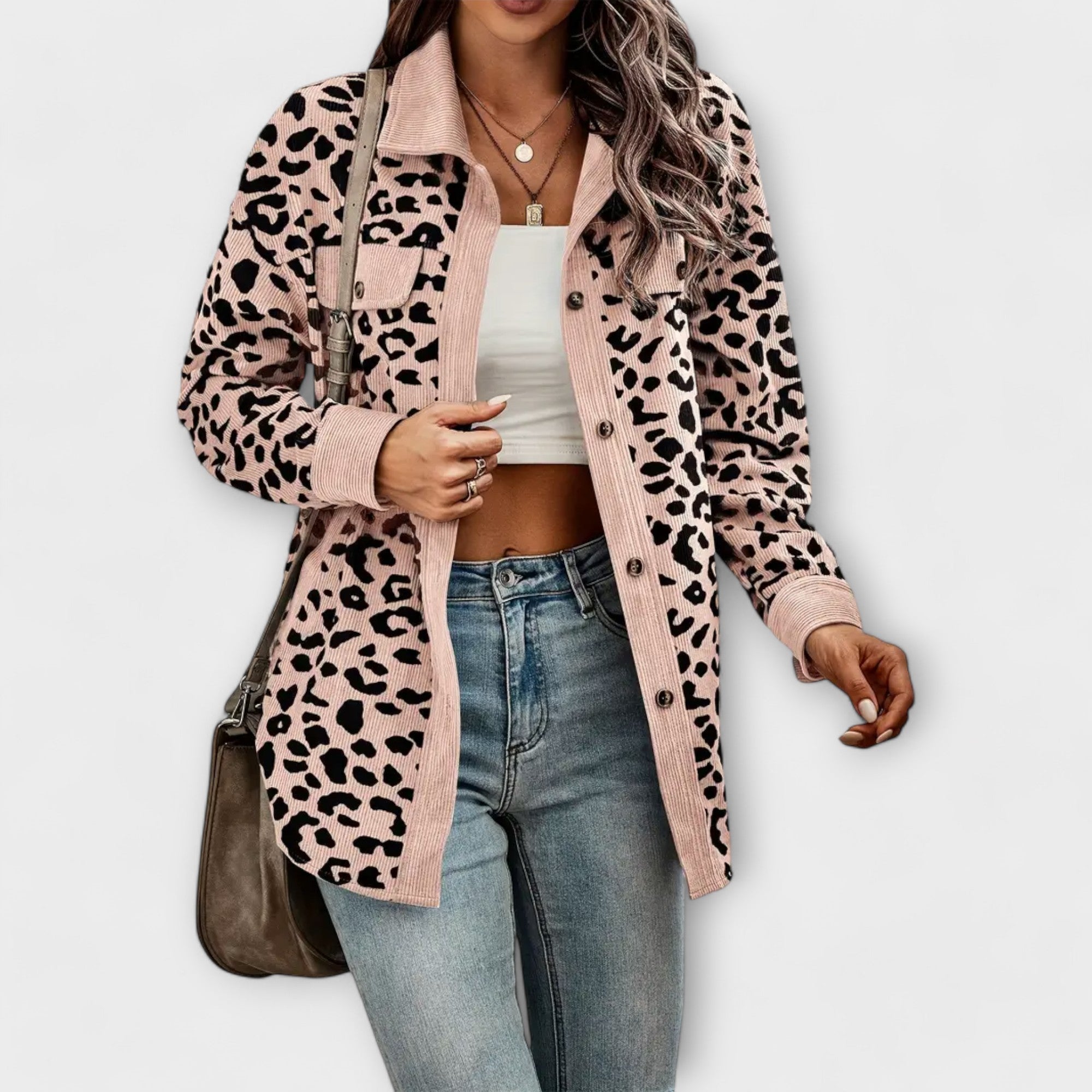 Lässige Leopardenmuster Hemdjacke