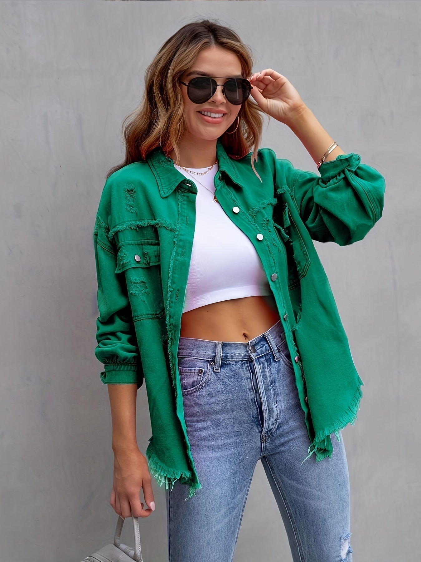 Lyra – Trendige Distressed Casual Chic Jacke